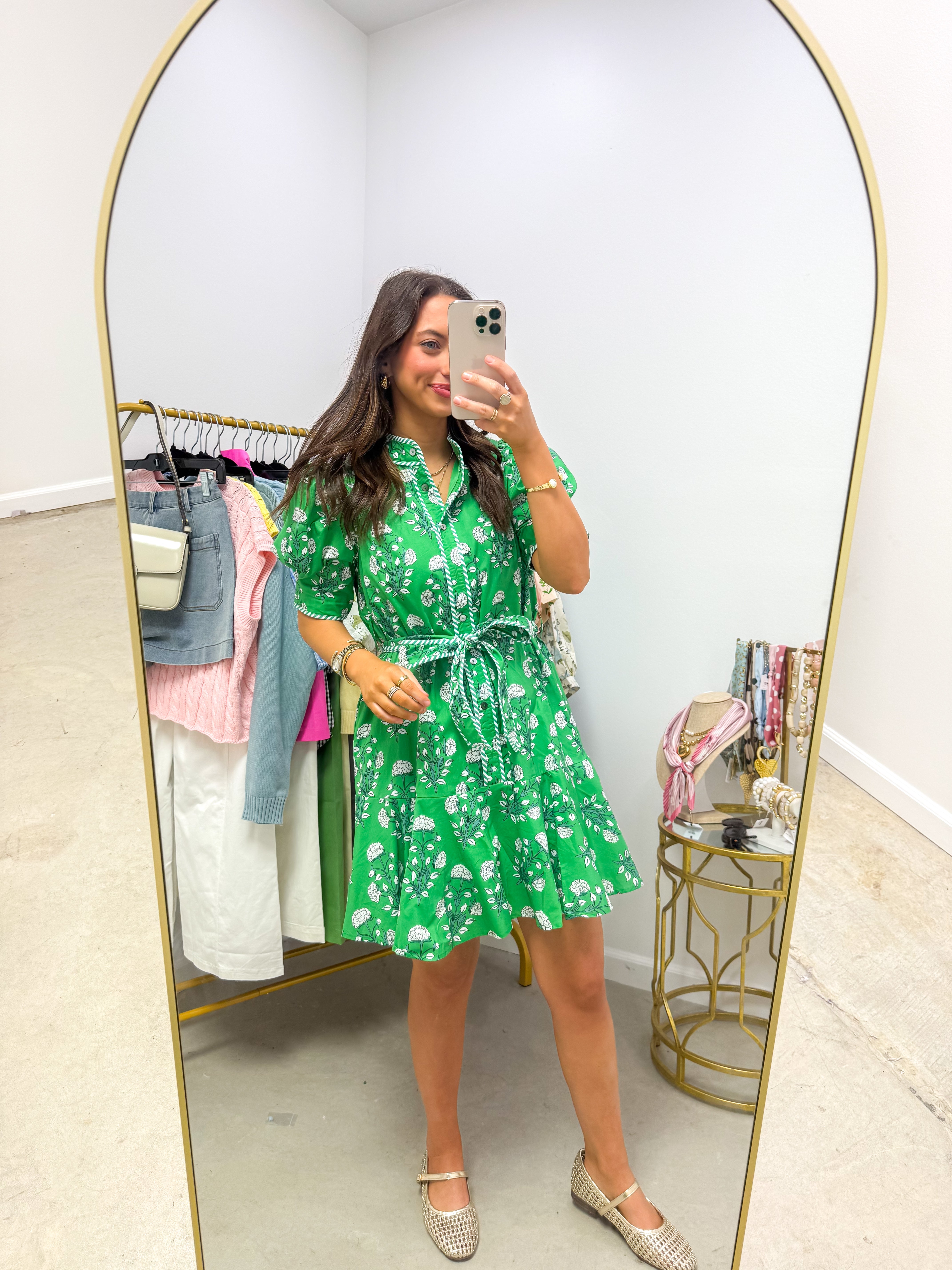 Spring Kiss Kelly Green Floral Mini