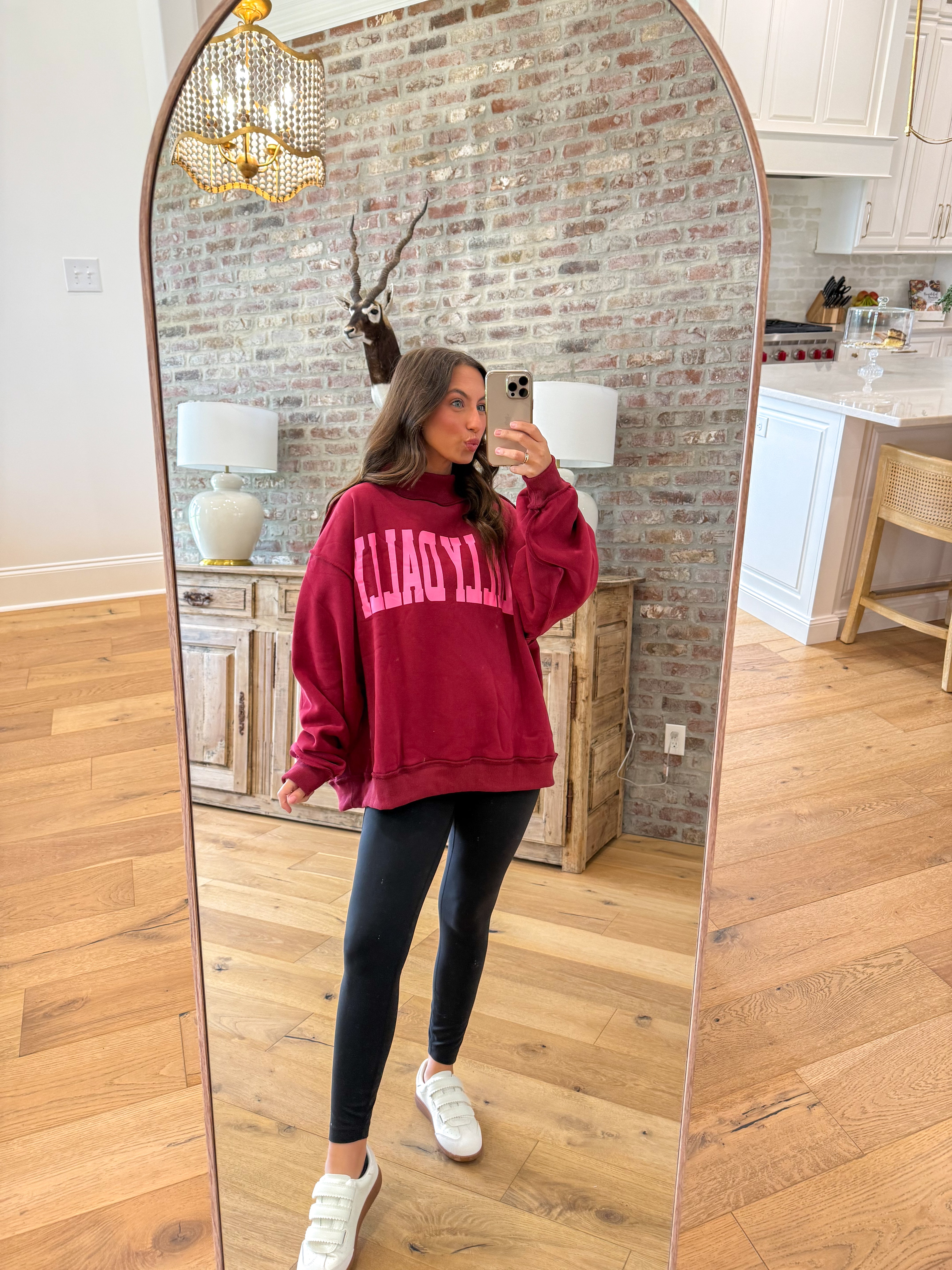Dilly Dally Burgundy Reversible Mockneck Sweatshirt