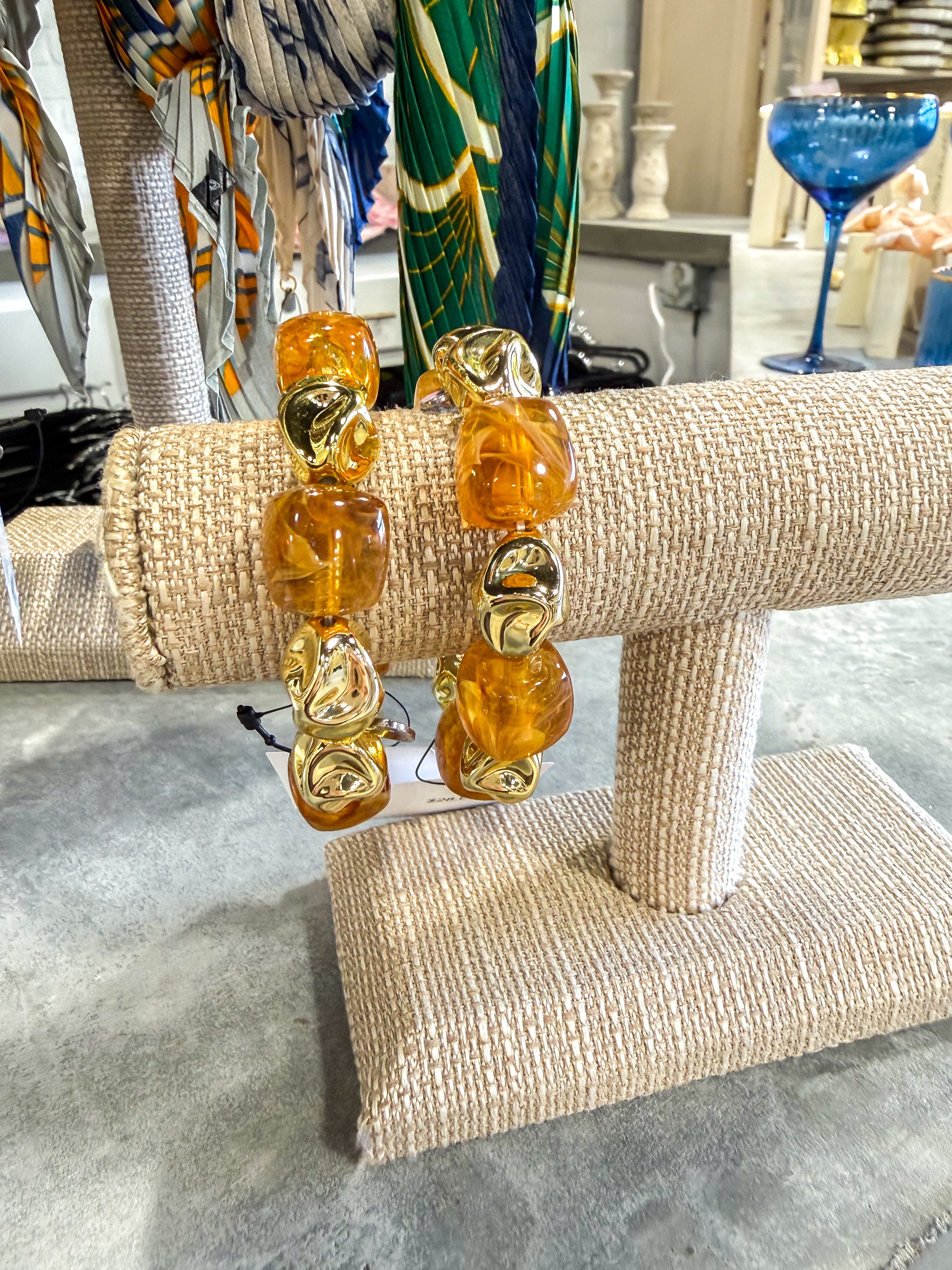 Amber & Gold Stone Bracelet