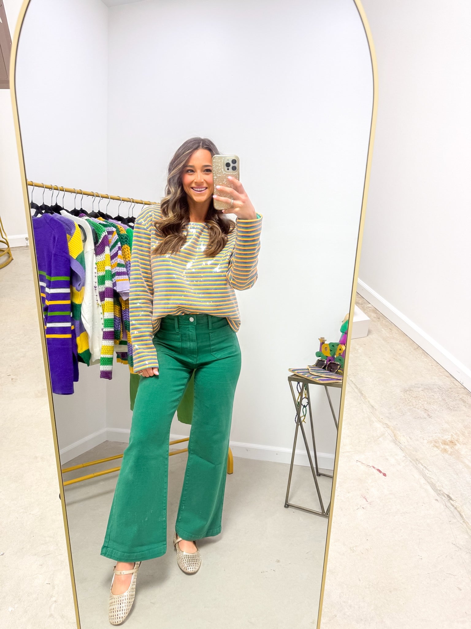 Mardi Gras Sequin Stripe Top