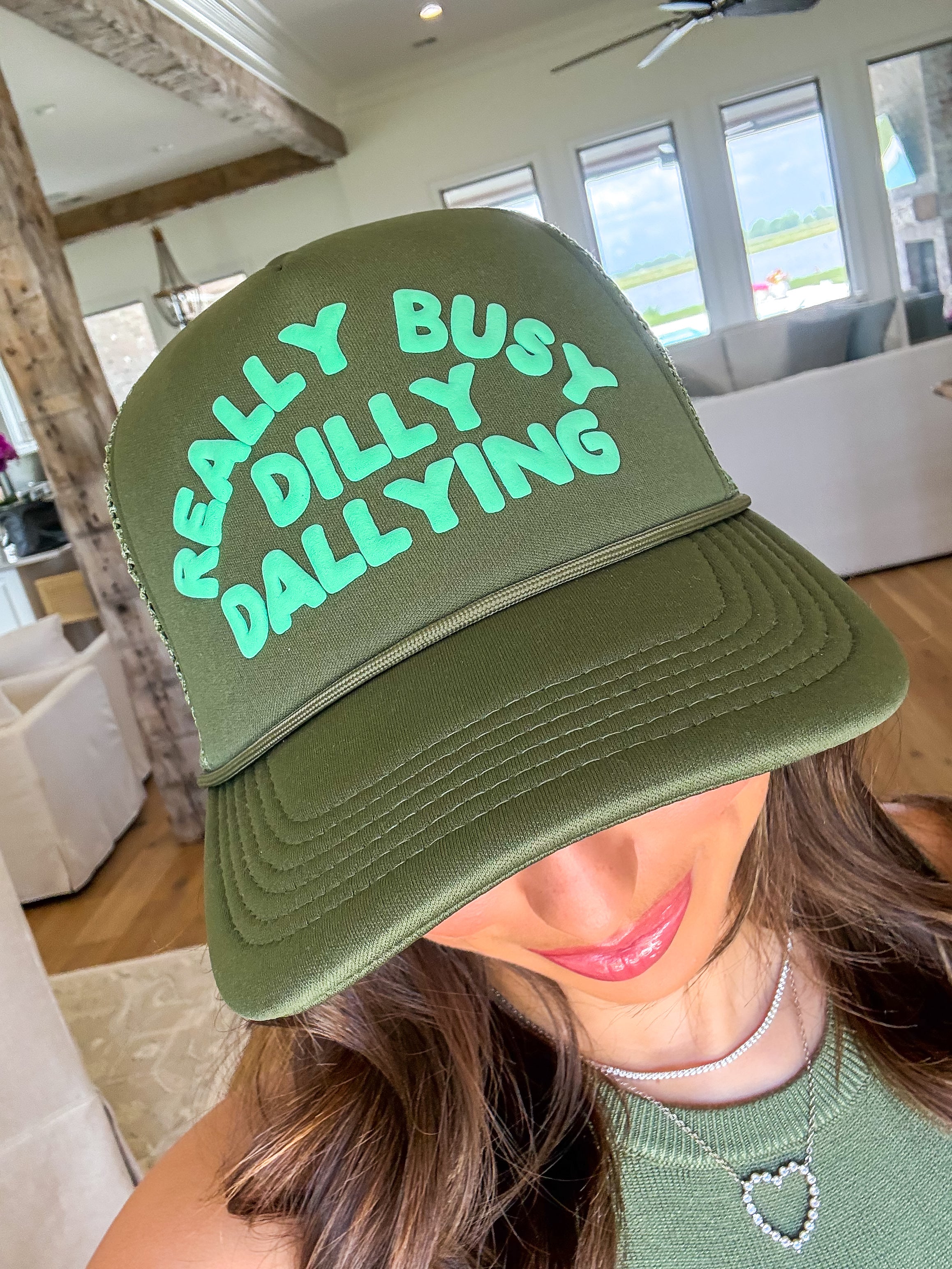 Dilly Dally Green Trucker Hat