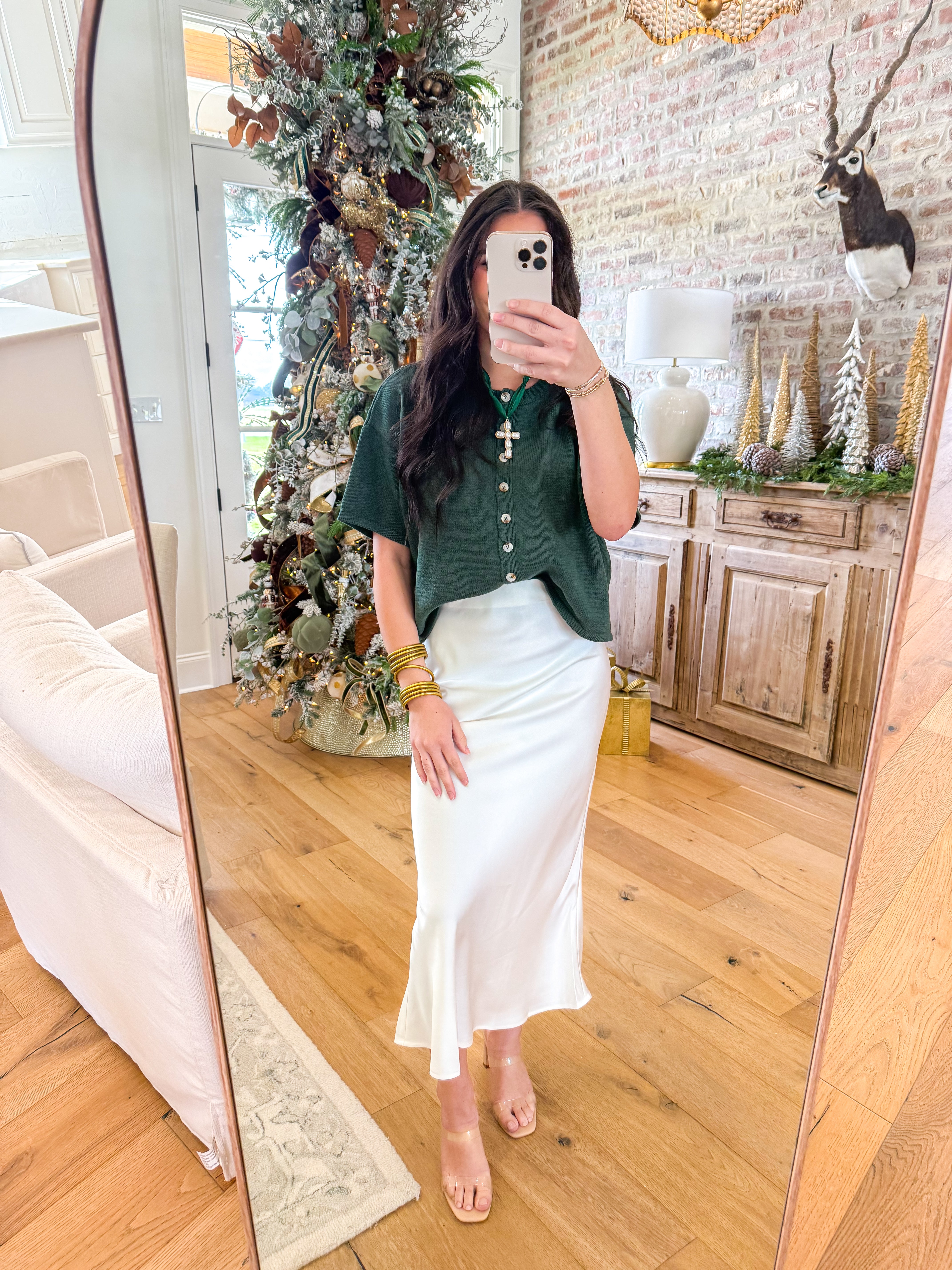 The Weekend Button Knit Dark Green