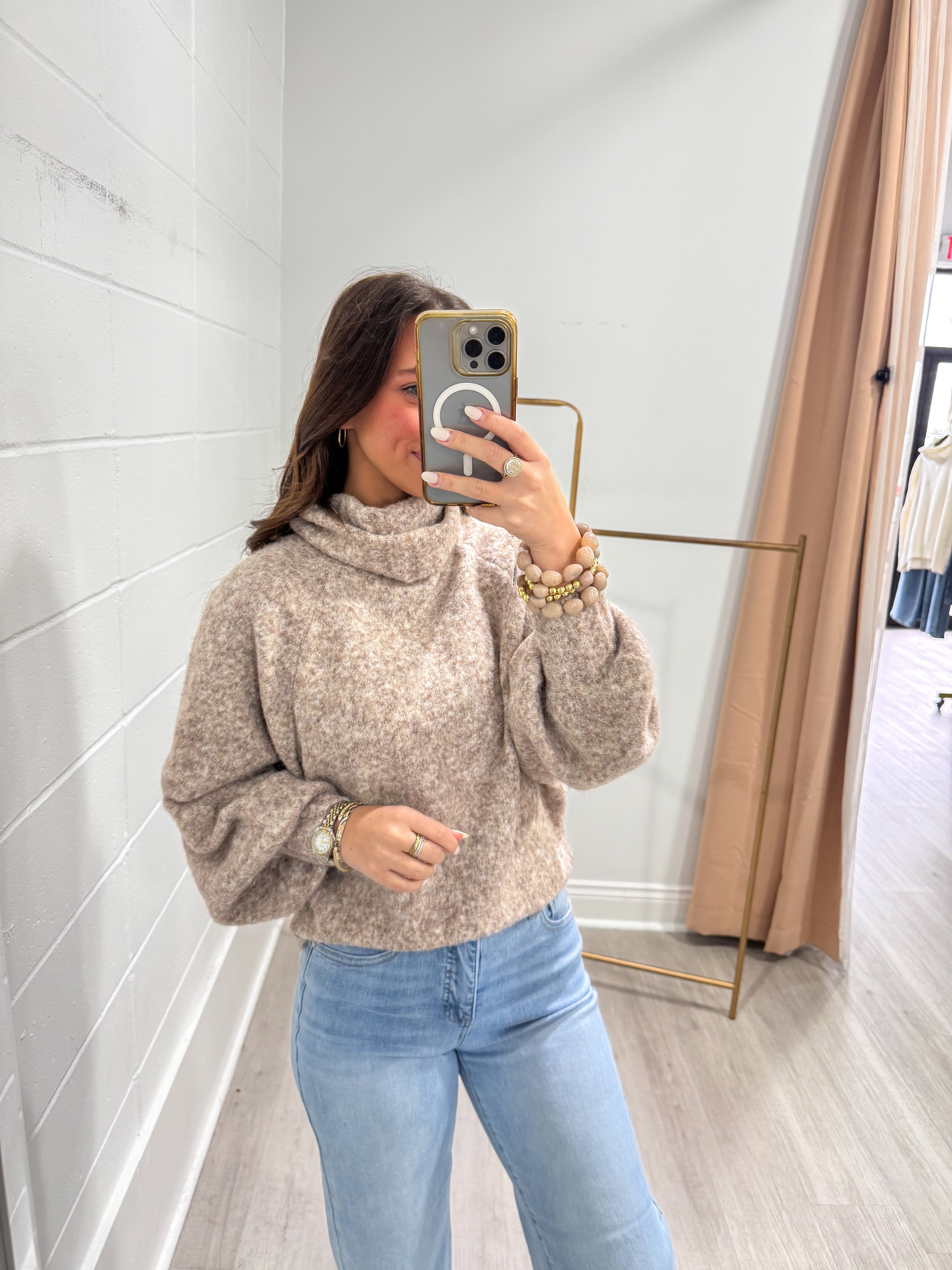 Ella Taupe Turtleneck Sweater