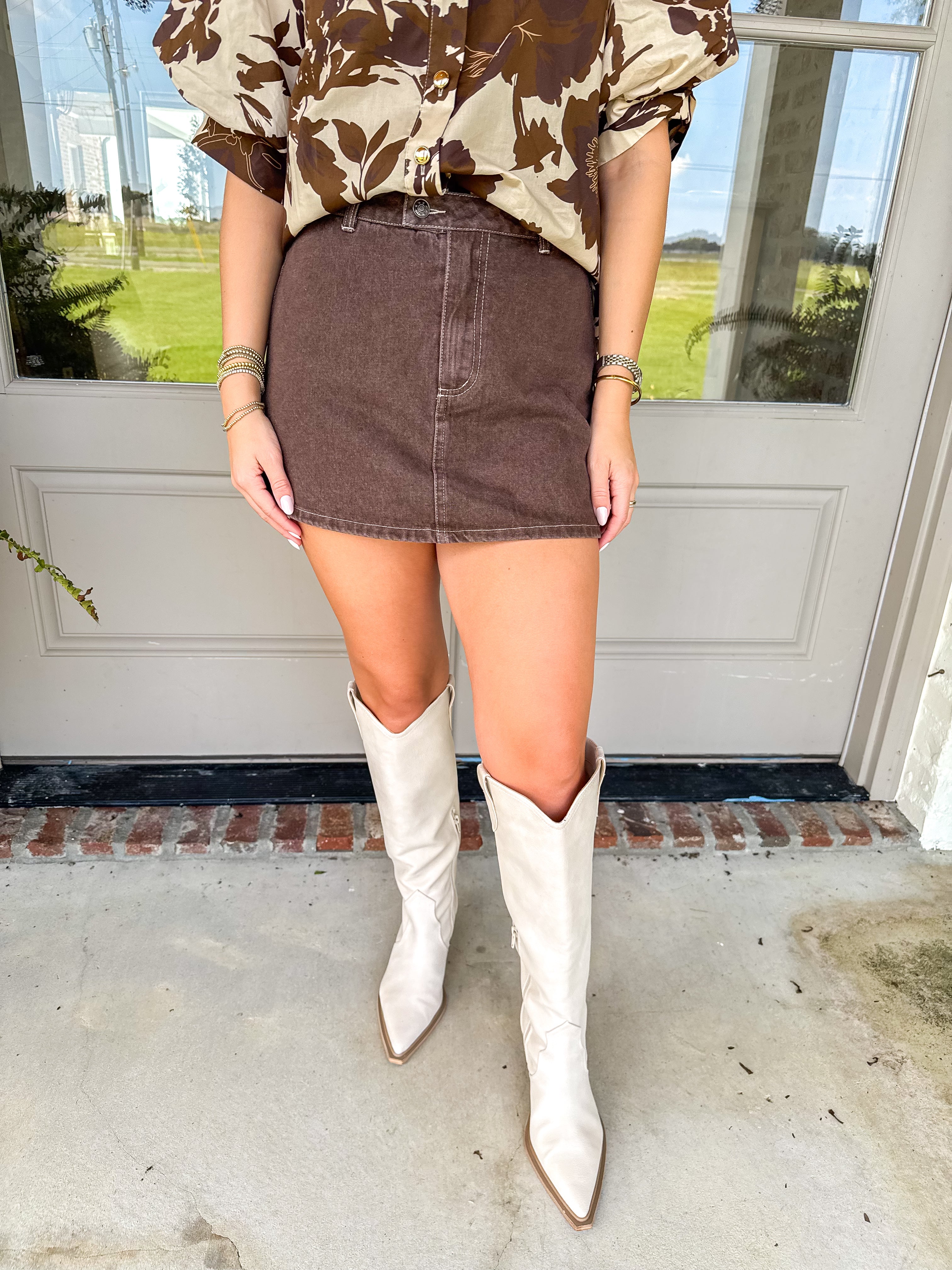 The Garment-Dyed A-Line Skort Brown