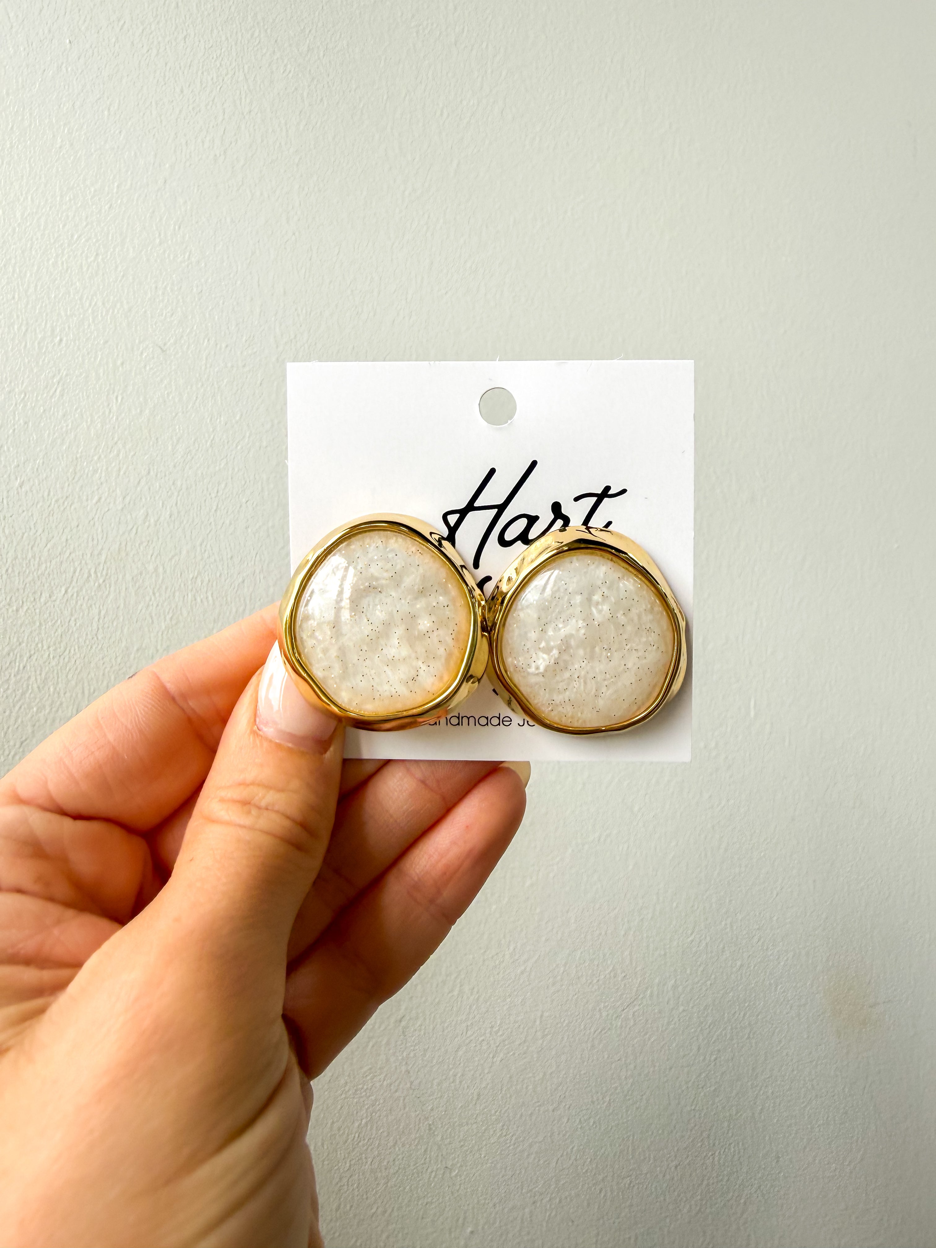 Large Circle Gold Ivory Studs