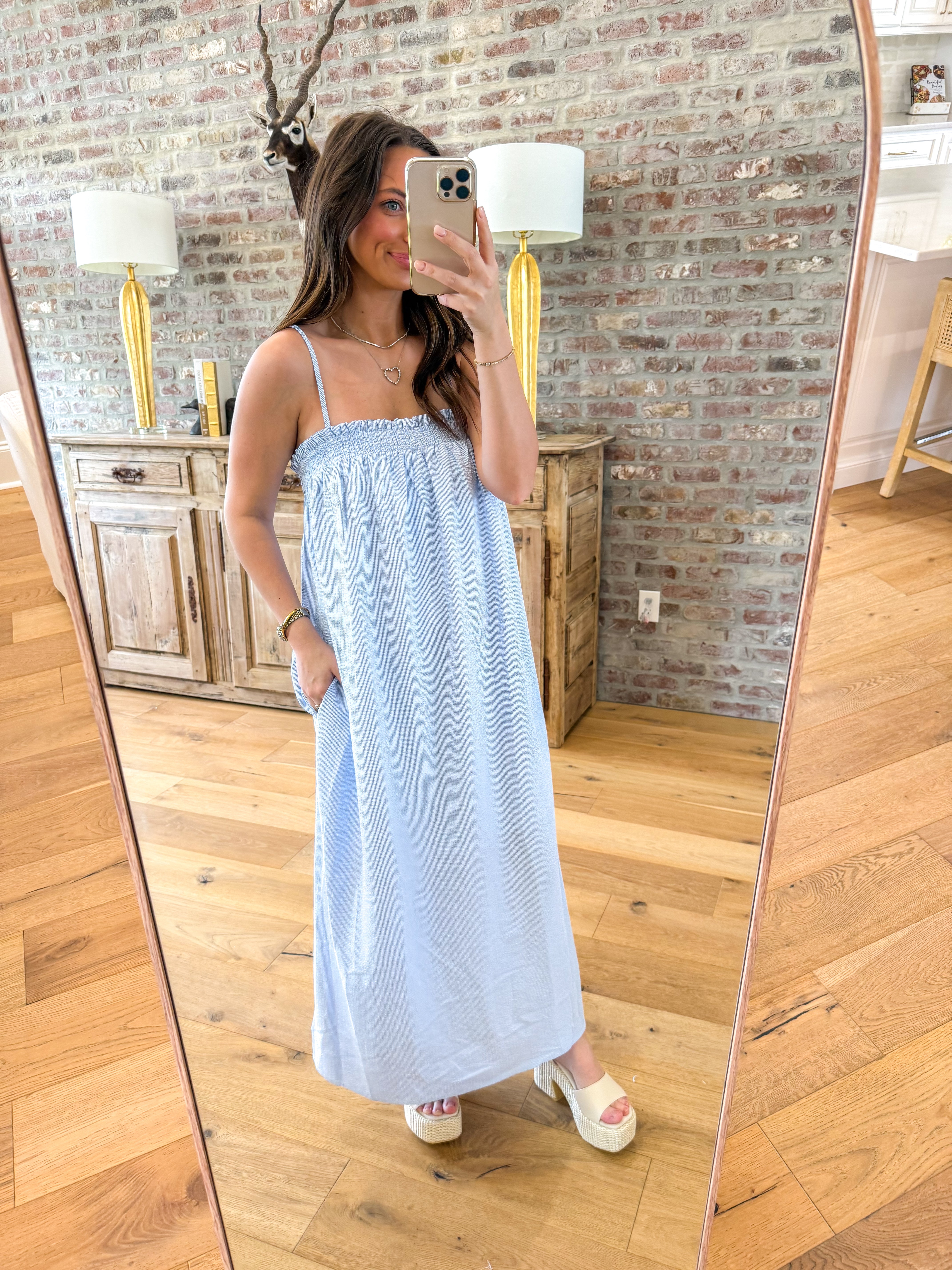 Breezy Blue Stripe Midi Dress