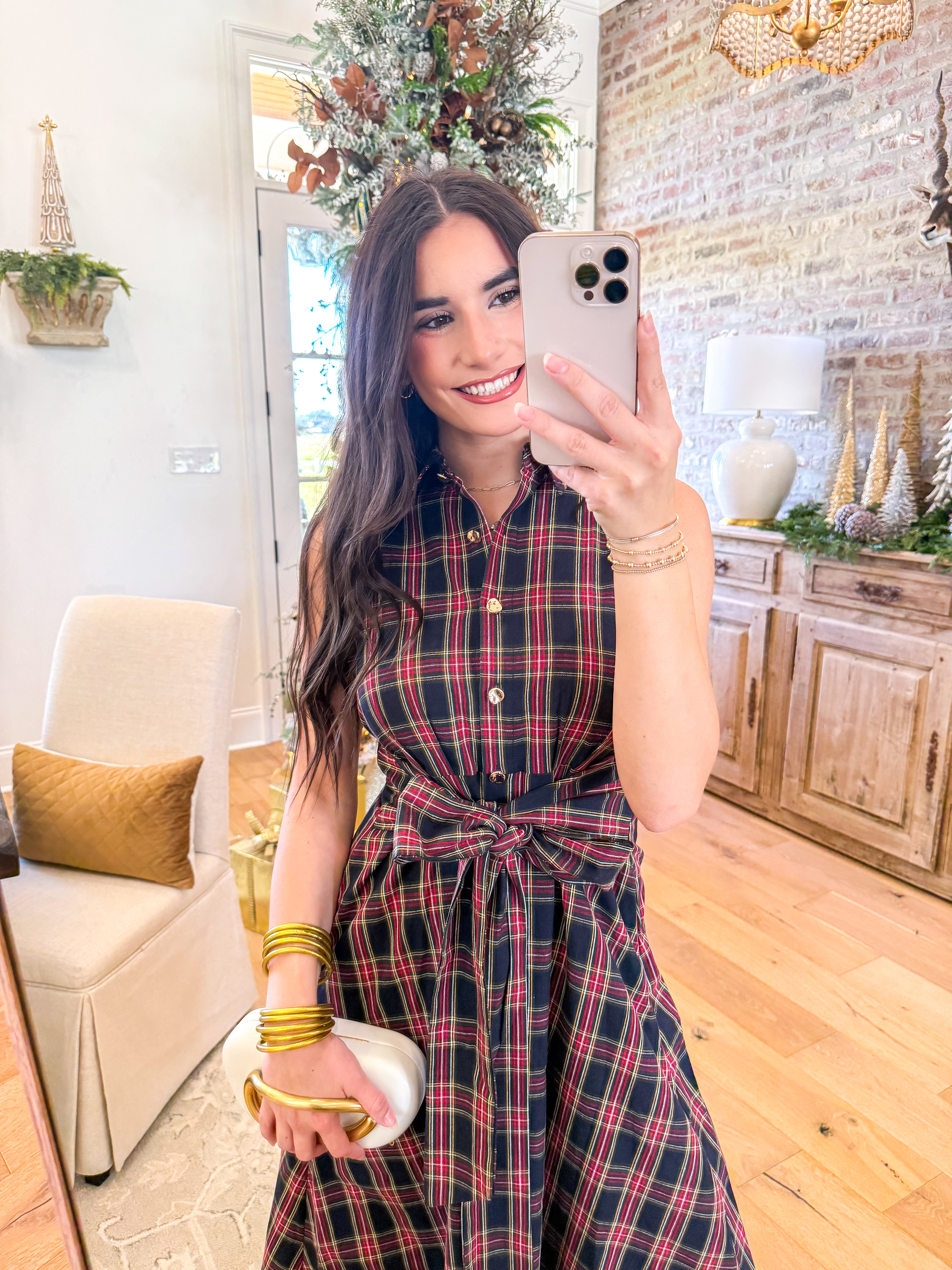 Scarlett Fields Plaid Midi Dress Navy