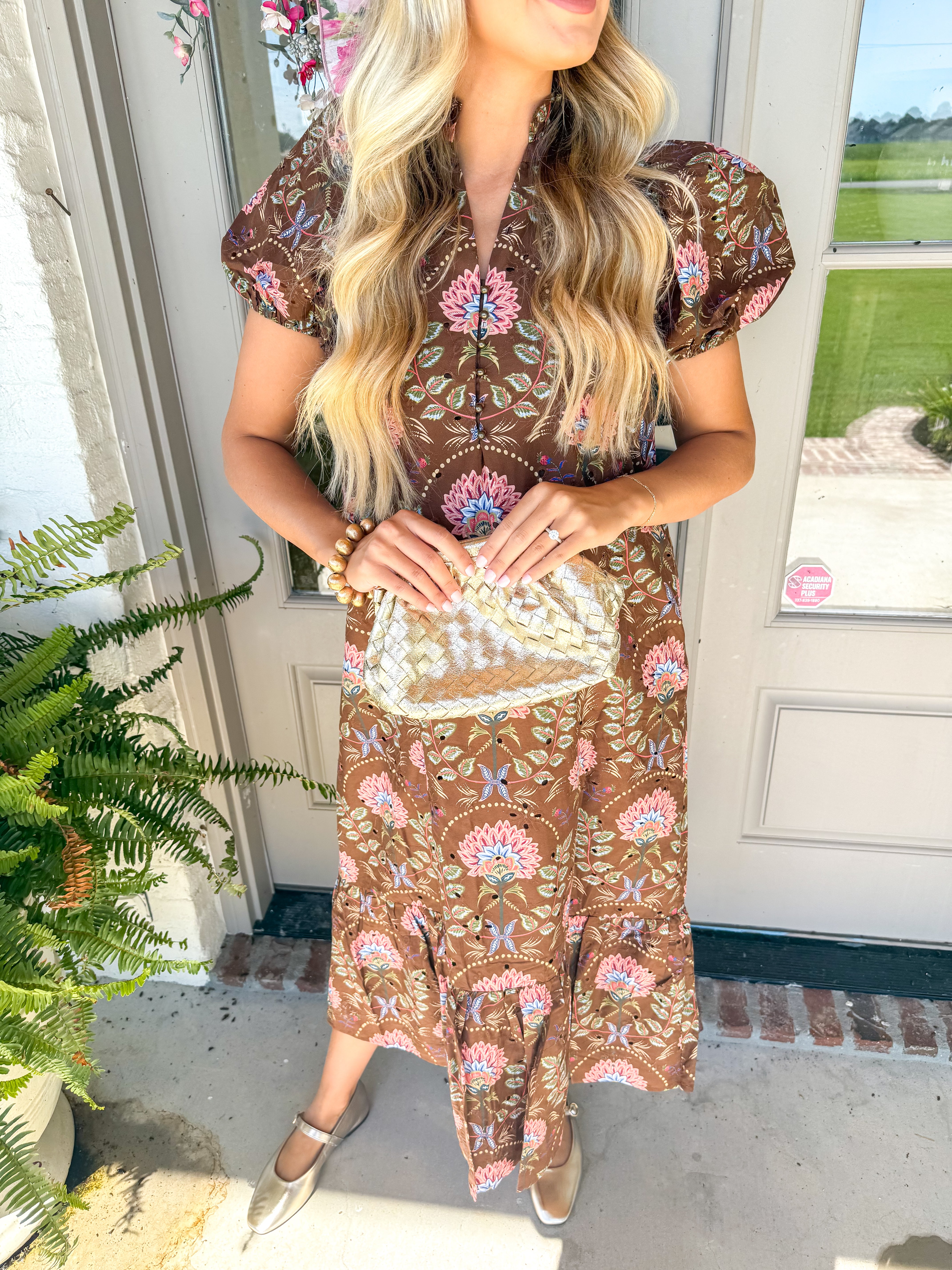 Chocolate Bloom Midi Dress