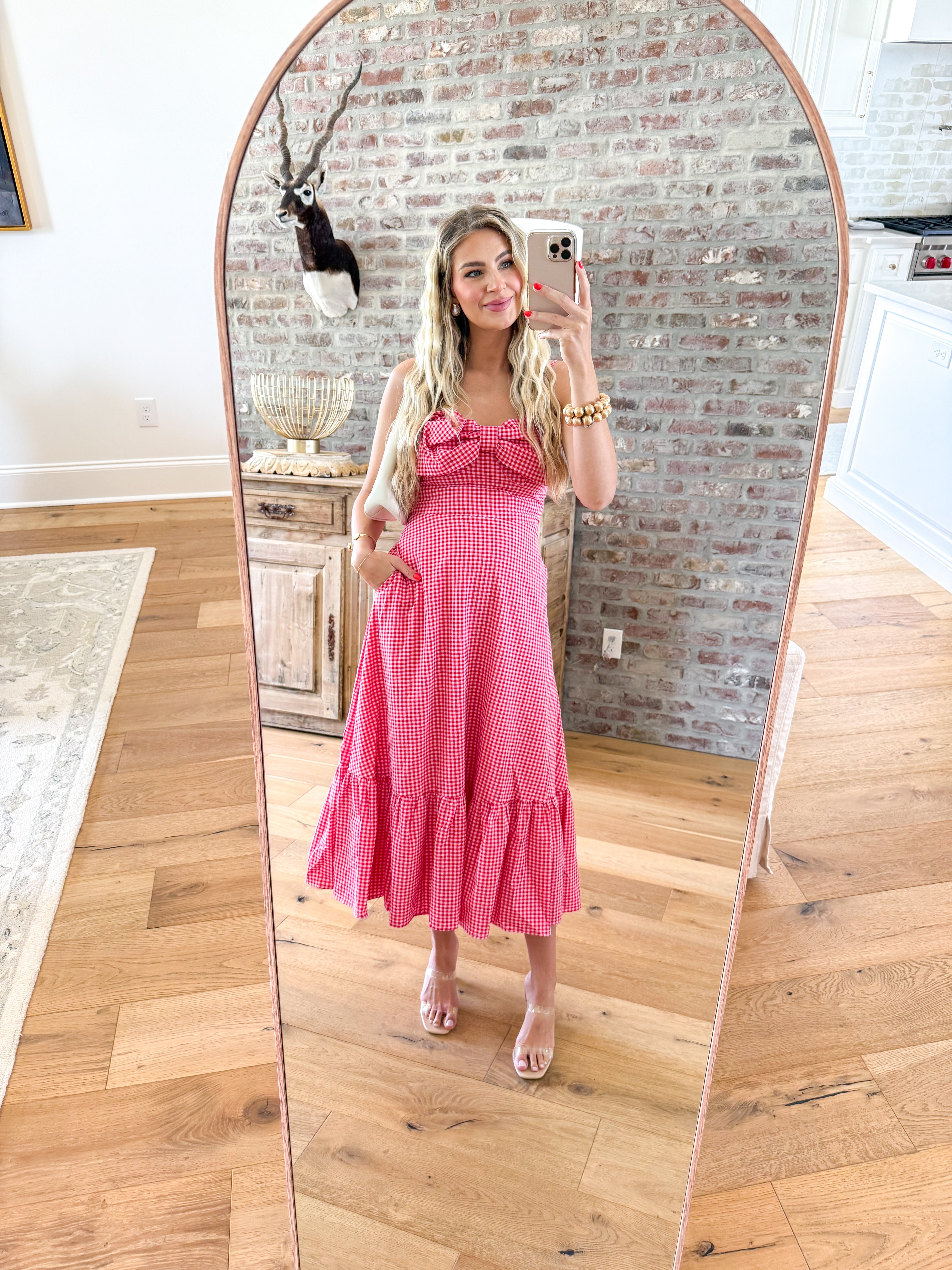 Sweetheart Red Gingham Midi Dress