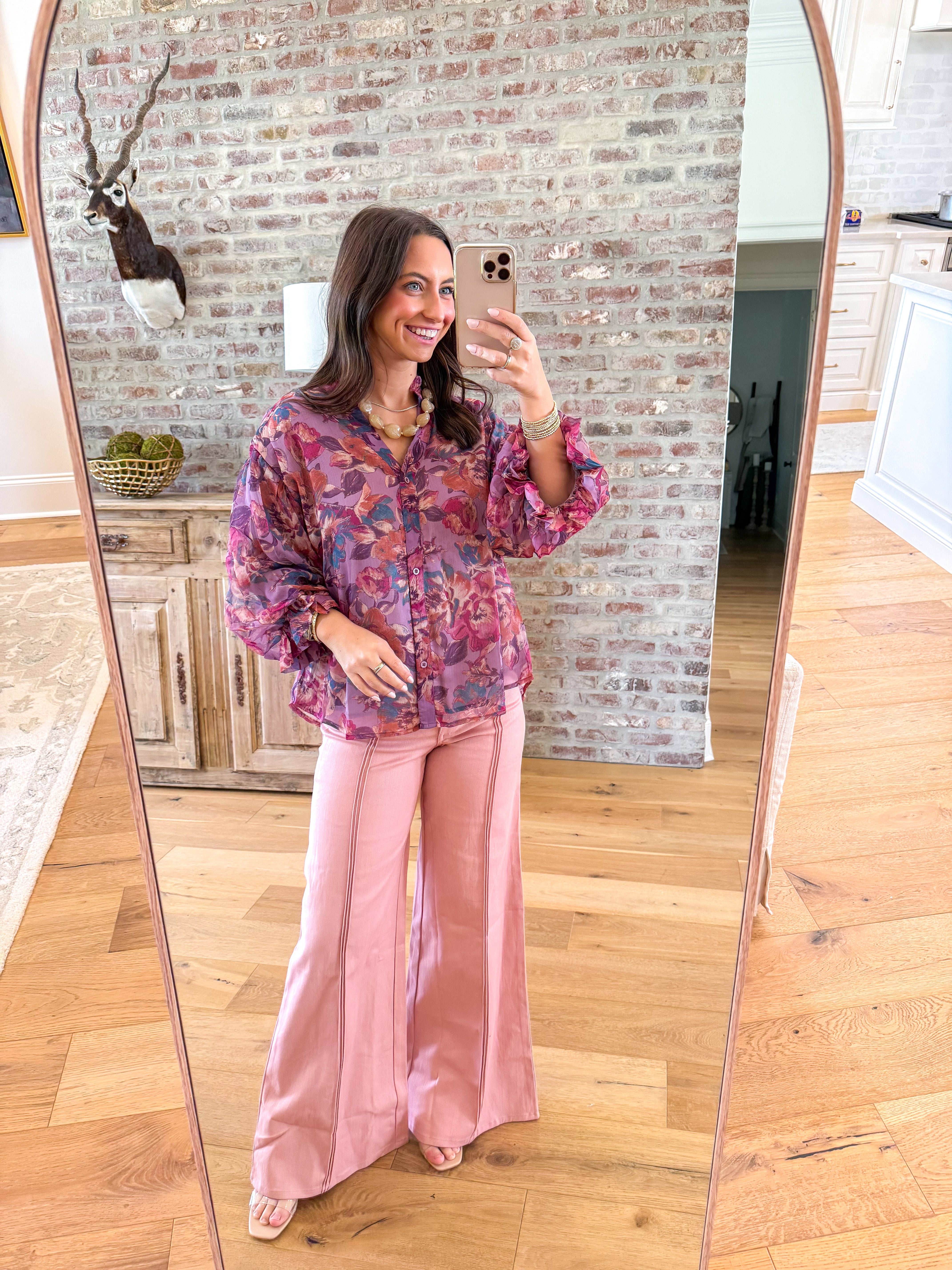 The Mauve Blooms Ruffle Top