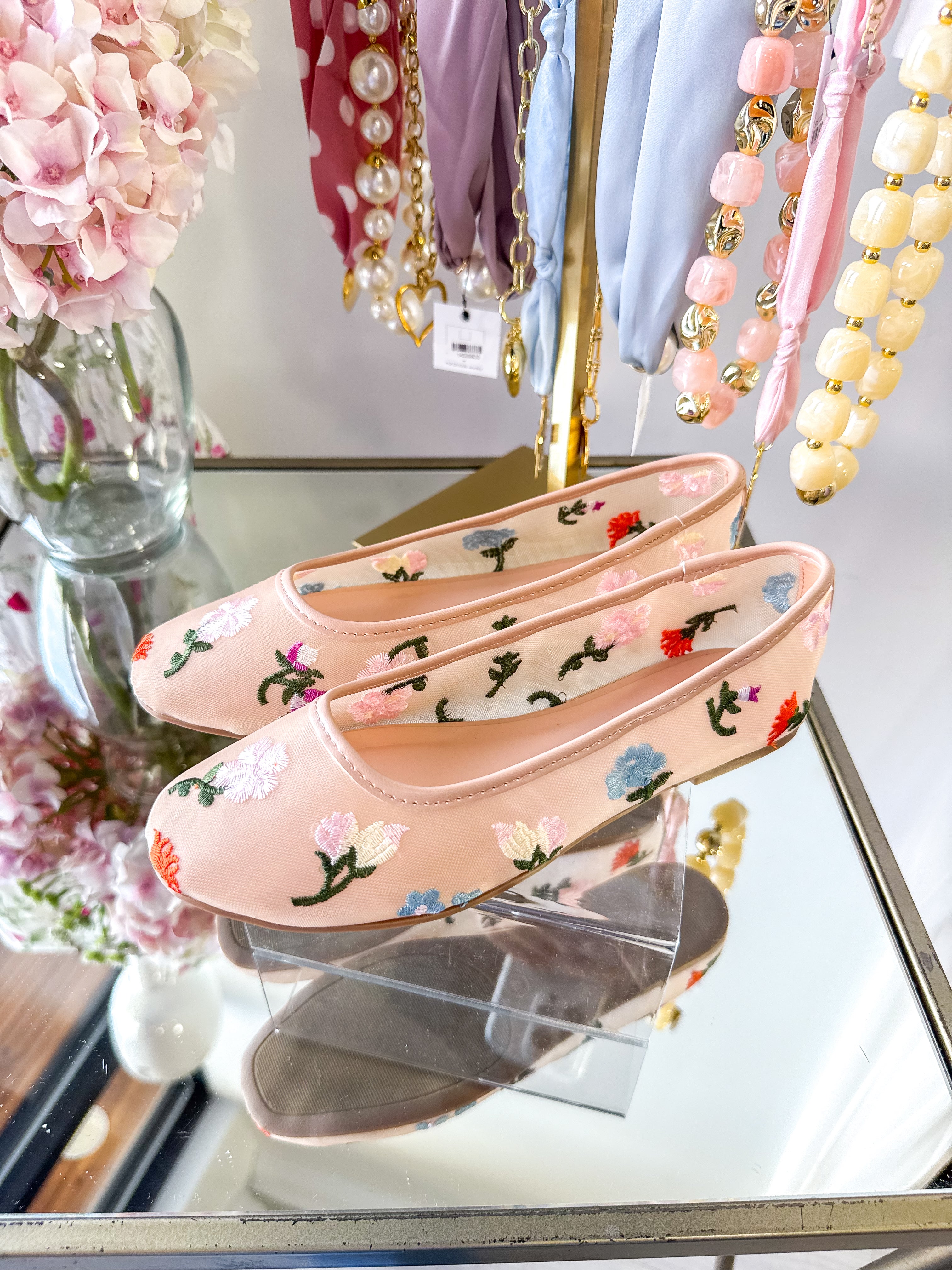 Spring Floral Mesh Ballet Flat