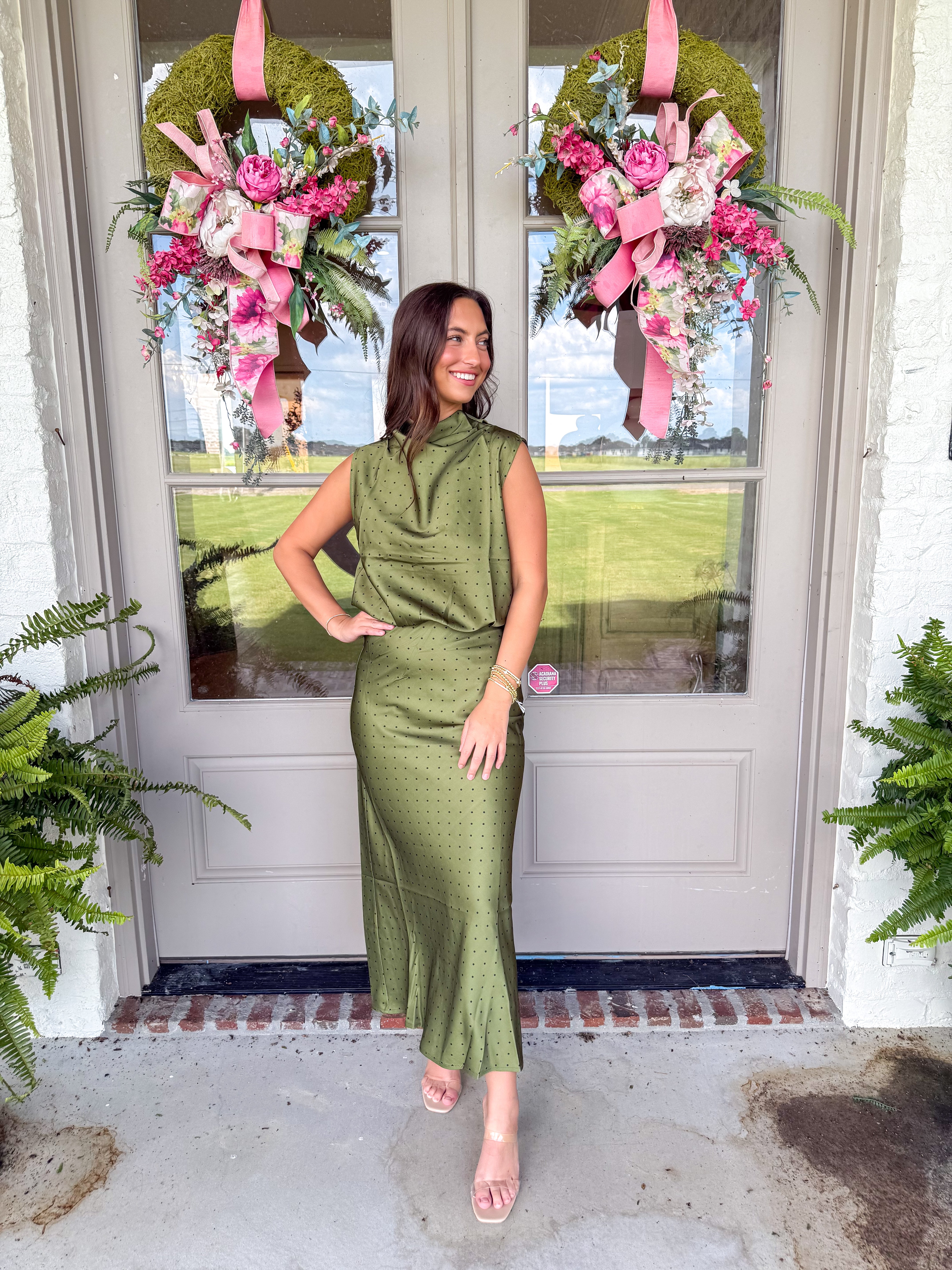 Dotted Darling Midi Skirt Olive