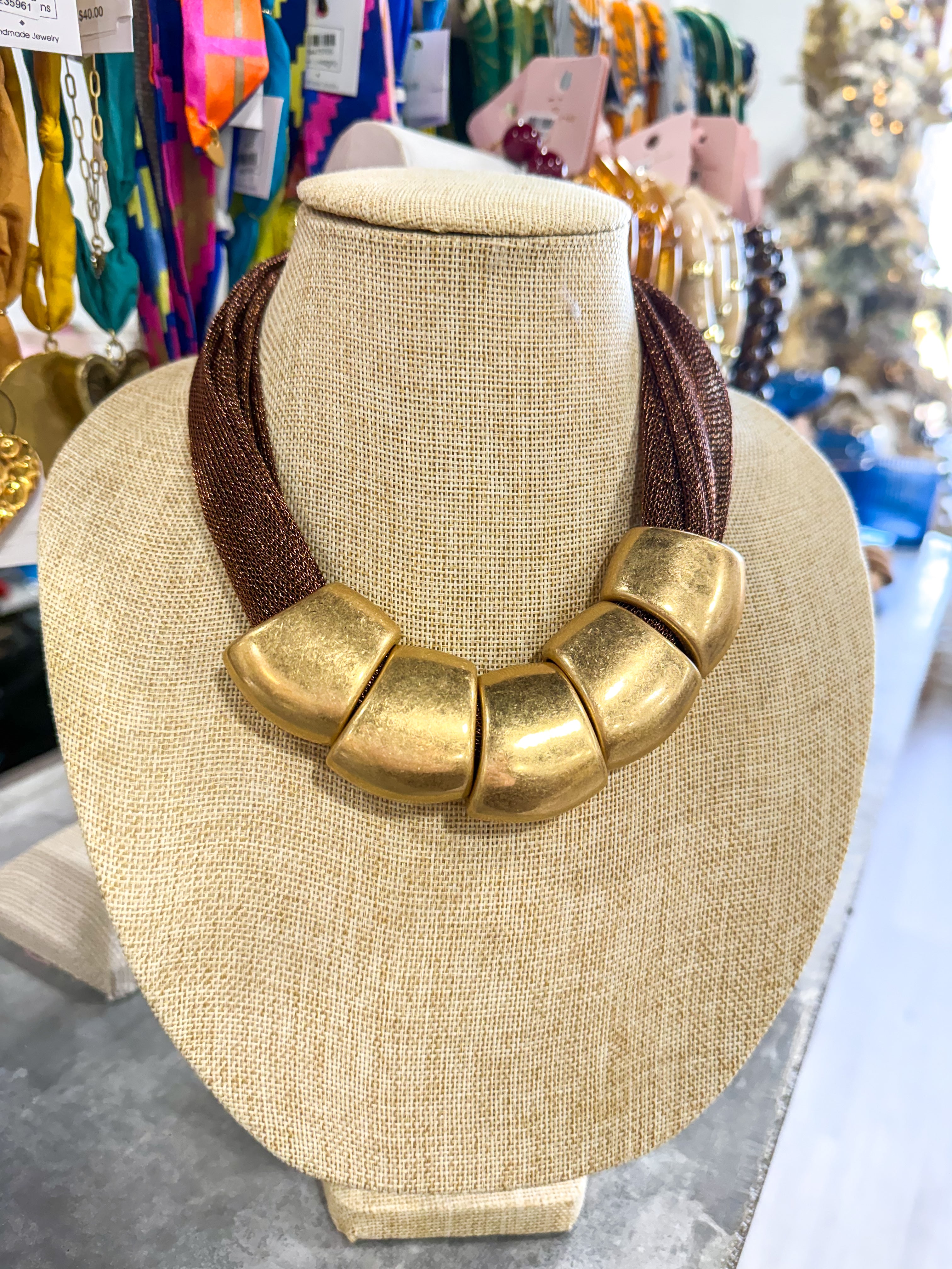 Britney Brown Mesh Necklace