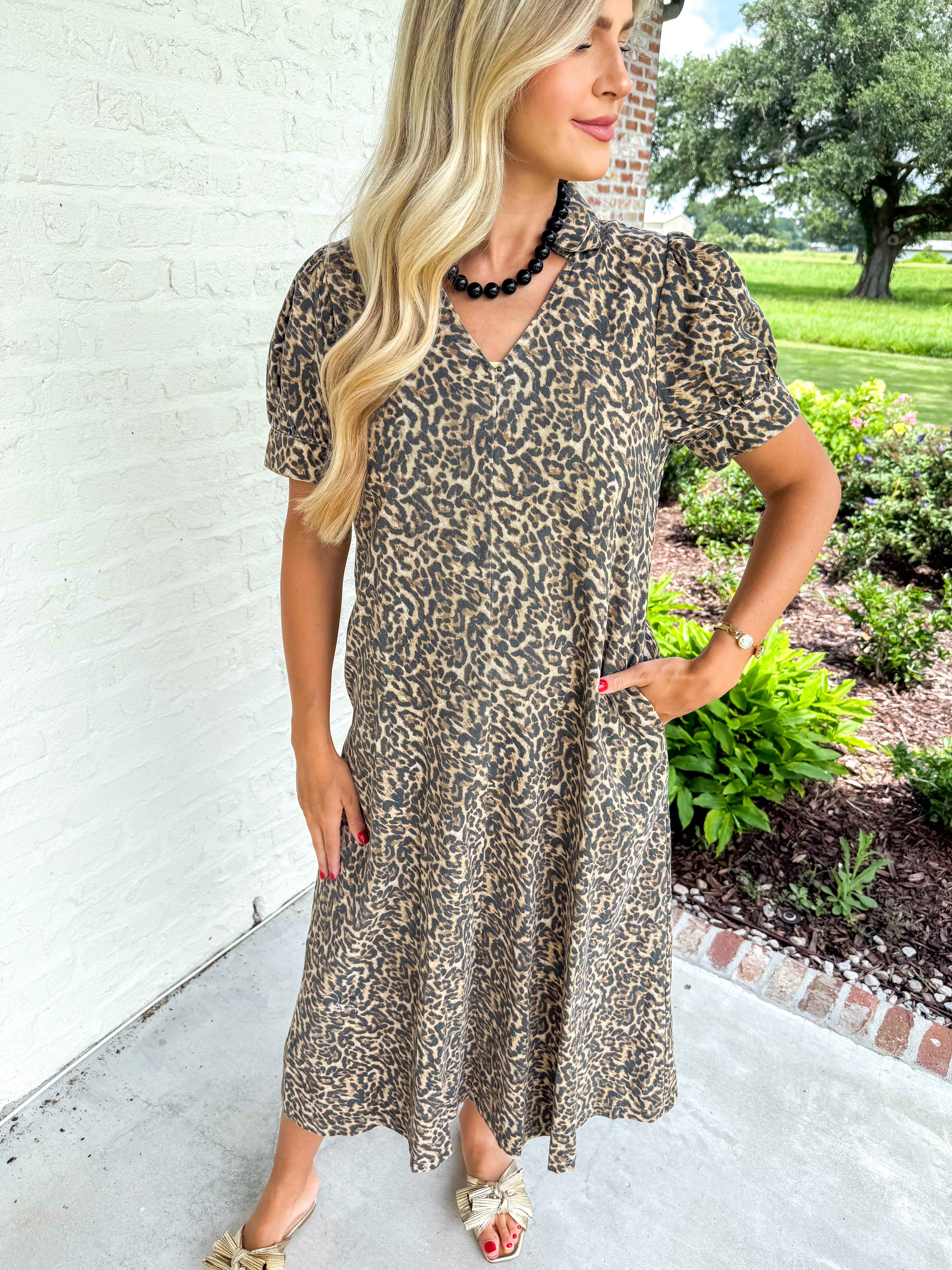 Spotted in Savannah Leopard Midi Dress