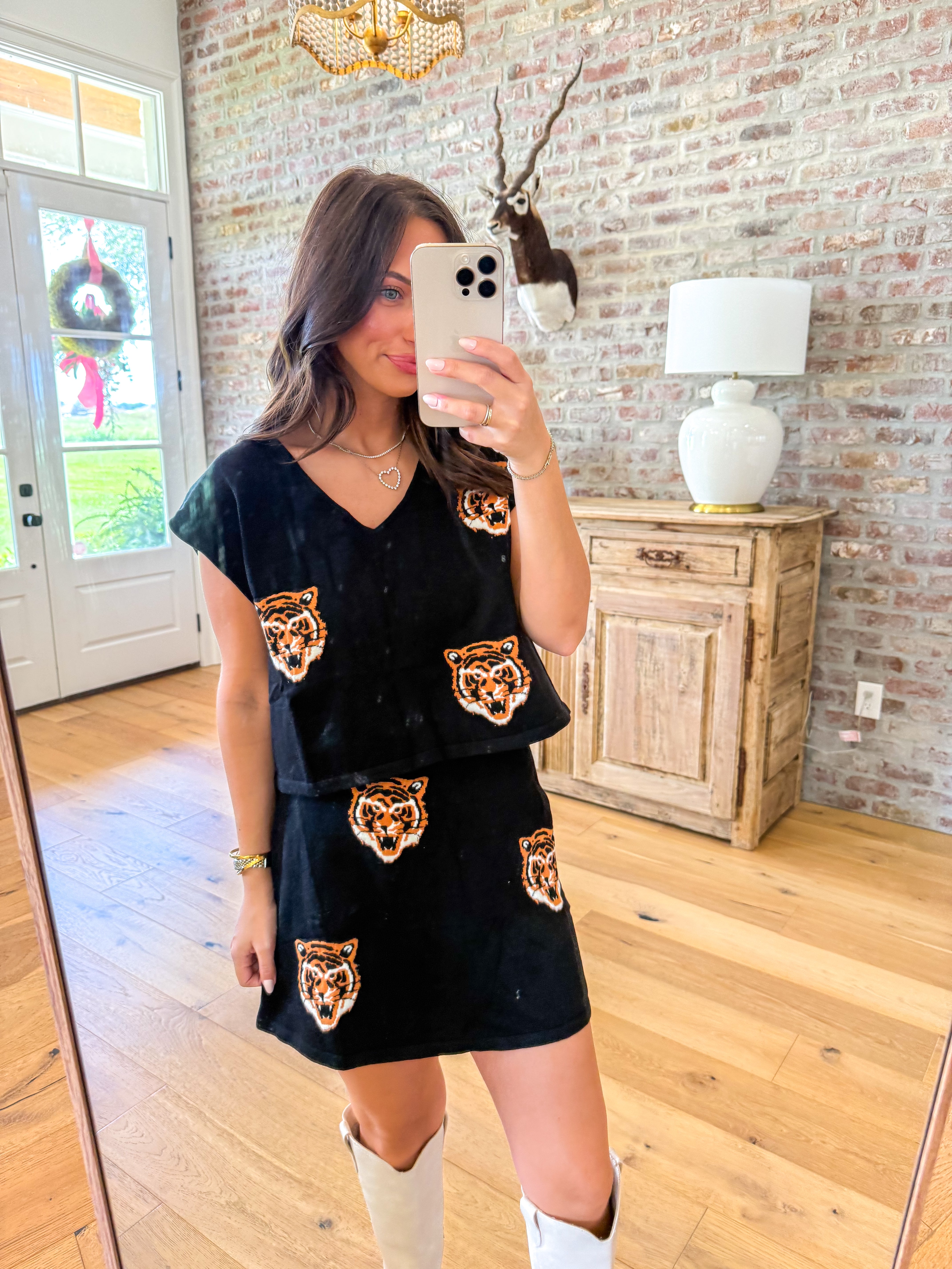 Tiger Print Knit Two-Piece Set
