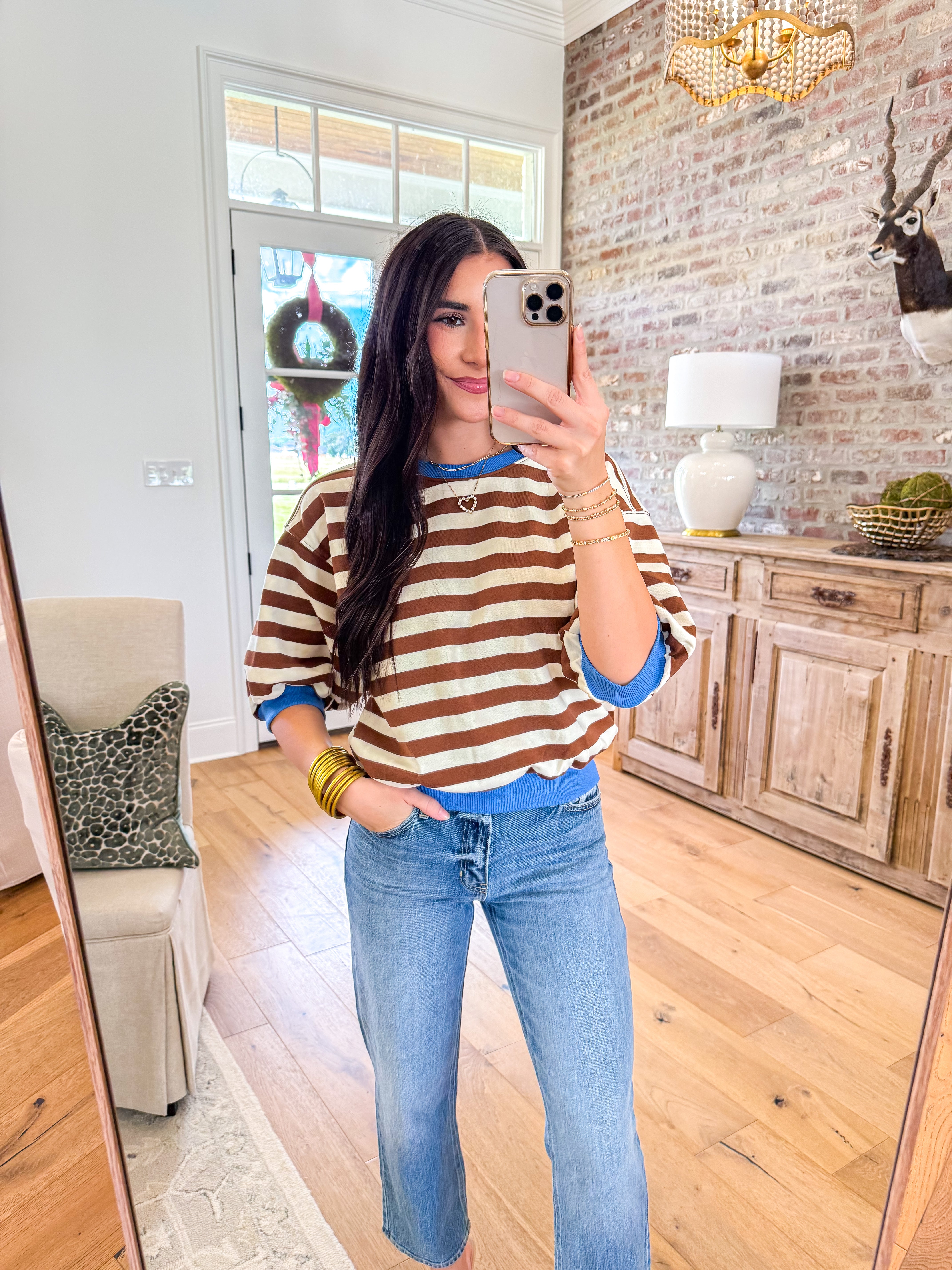 The Cocoa Stripe Bubble Top