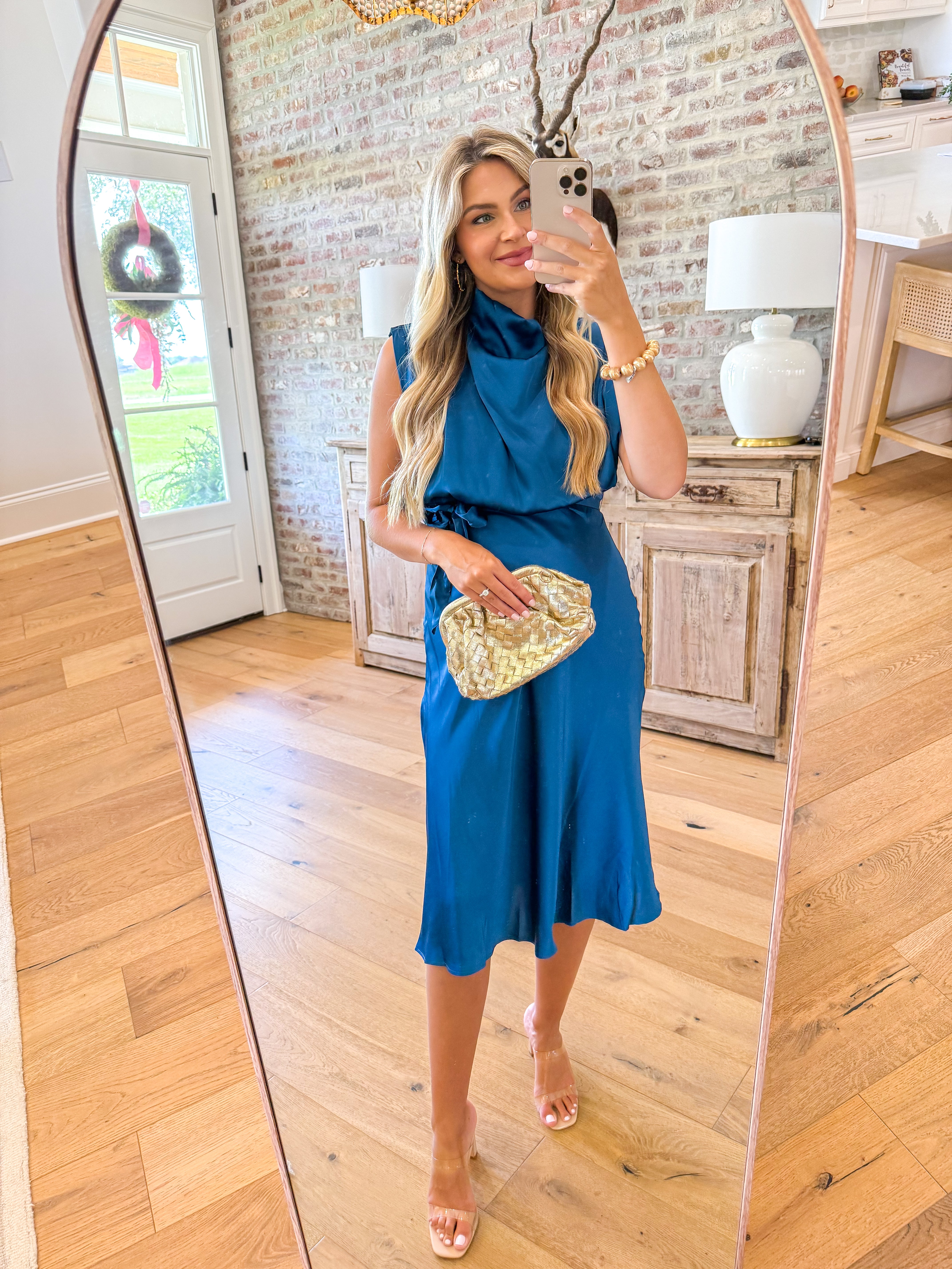 The Camille Cowl Neck Midi Blue