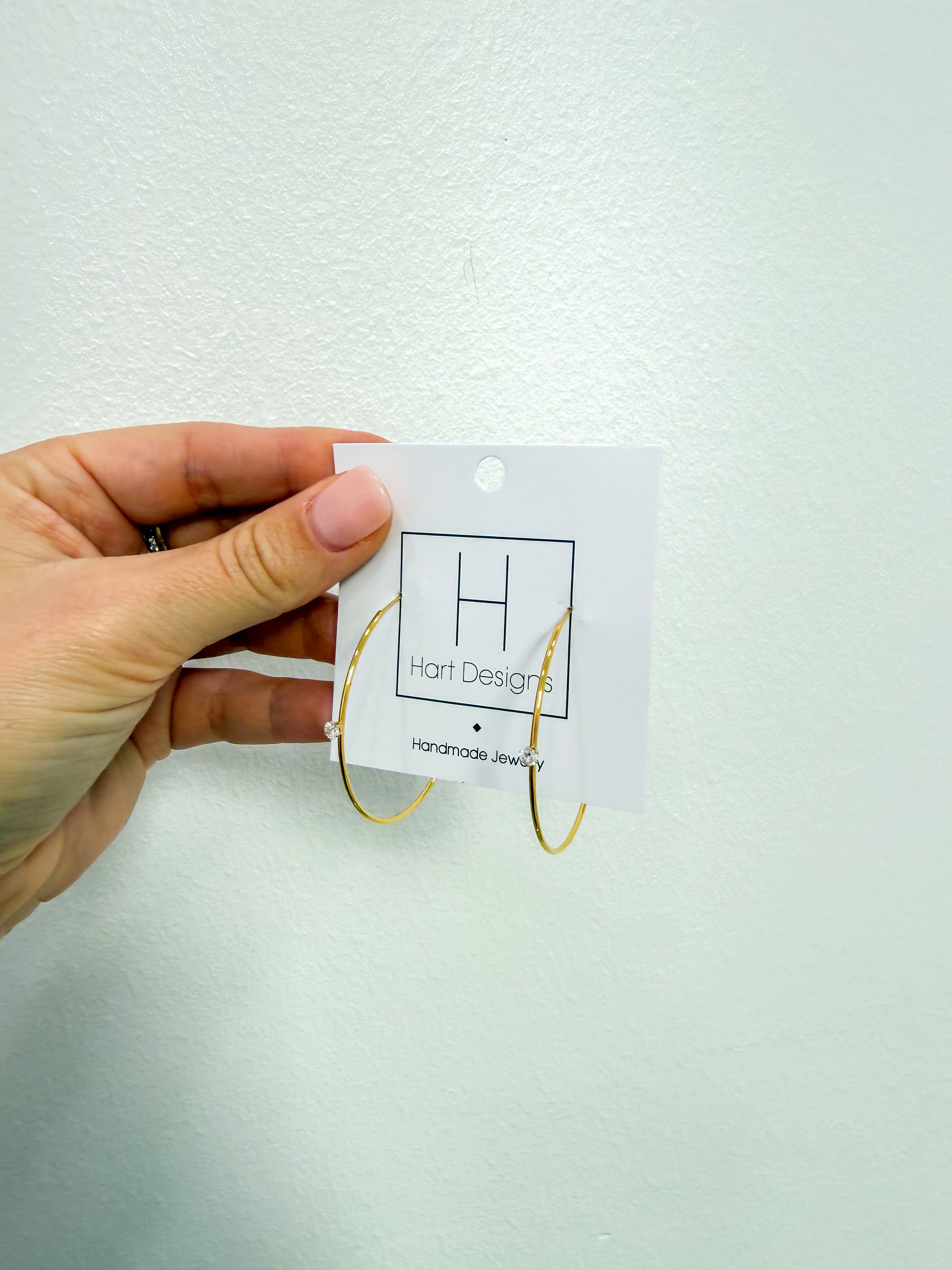 Thin Gold Hoops With Diamond