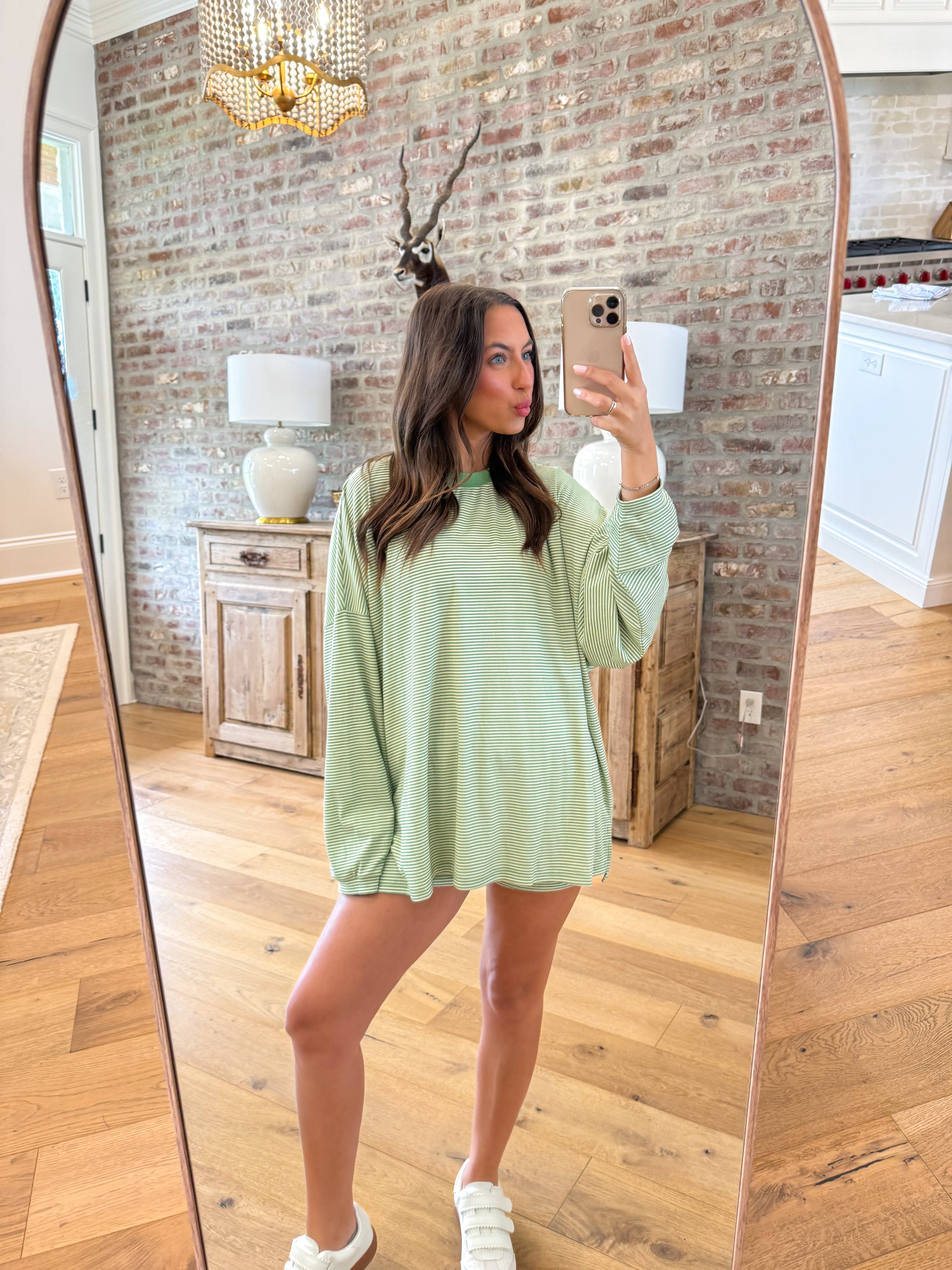 Green Striped Coastal Ribbed Top
