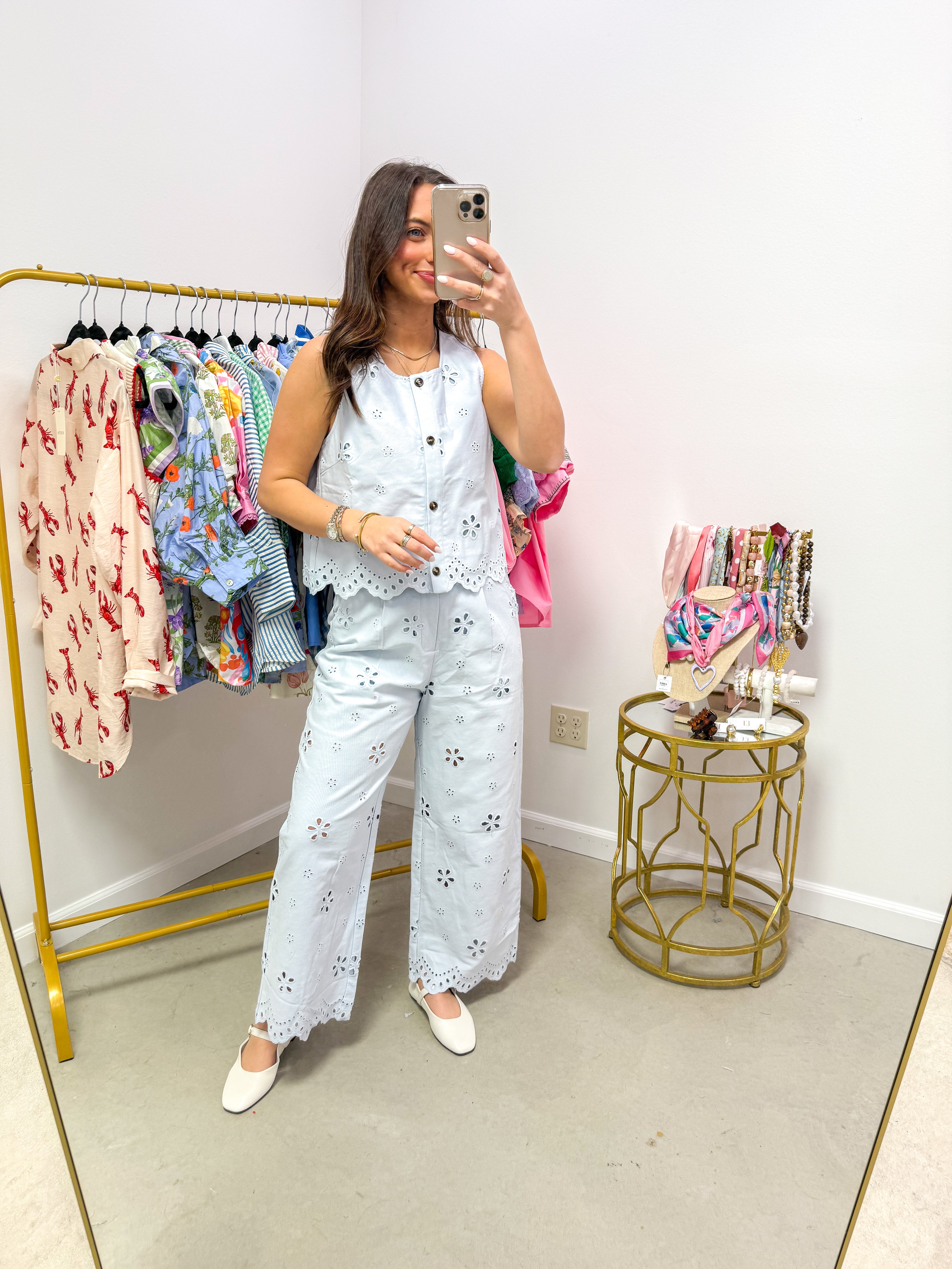 Baby Blue Eyelet Tank