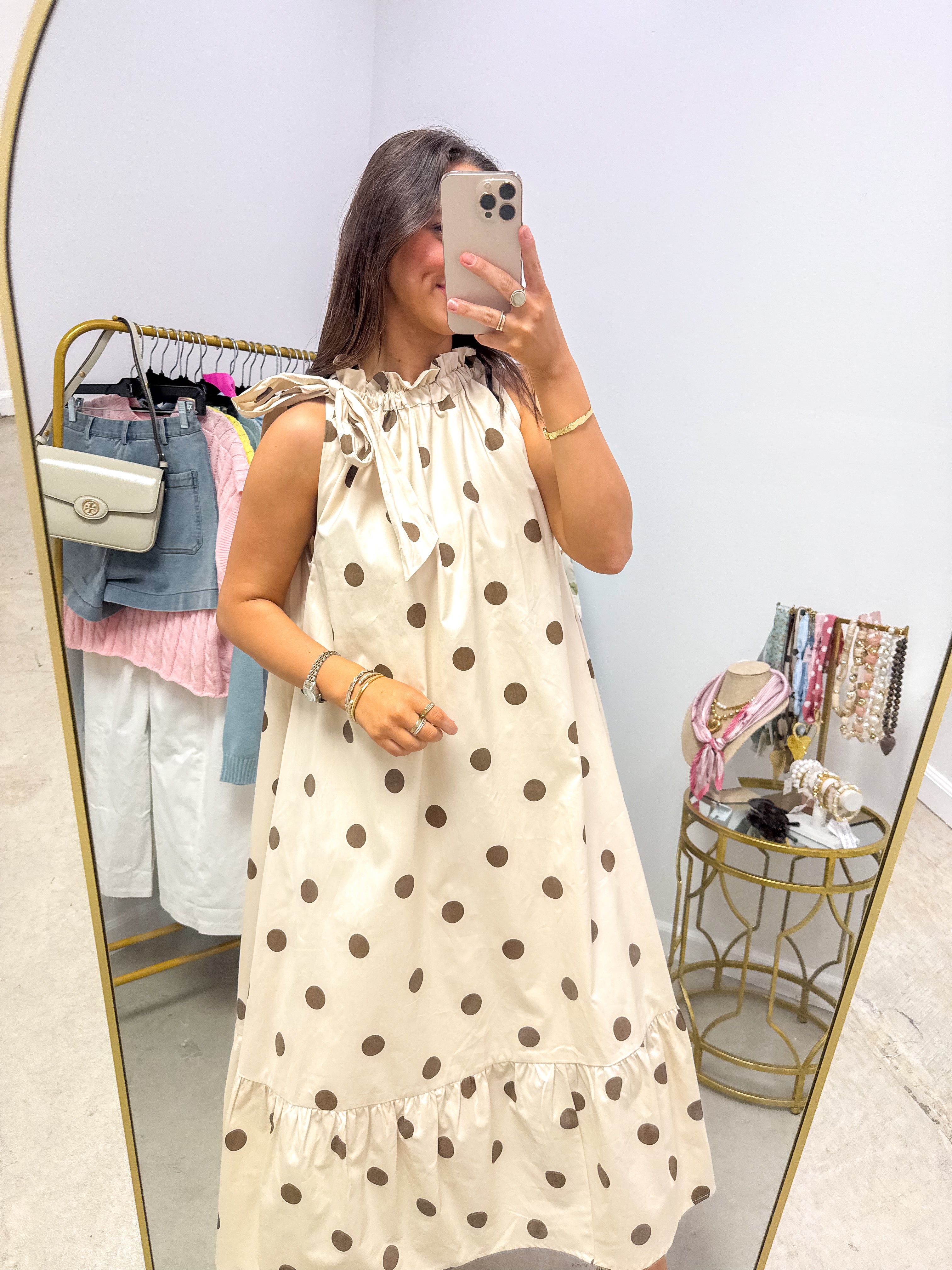 Pretty In Polka Brown Midi