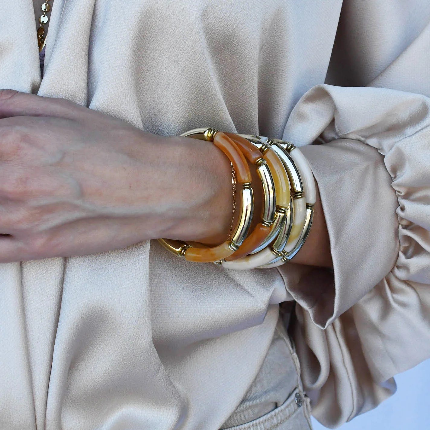 Live A Little Skinny Stretch Bracelet Set- White