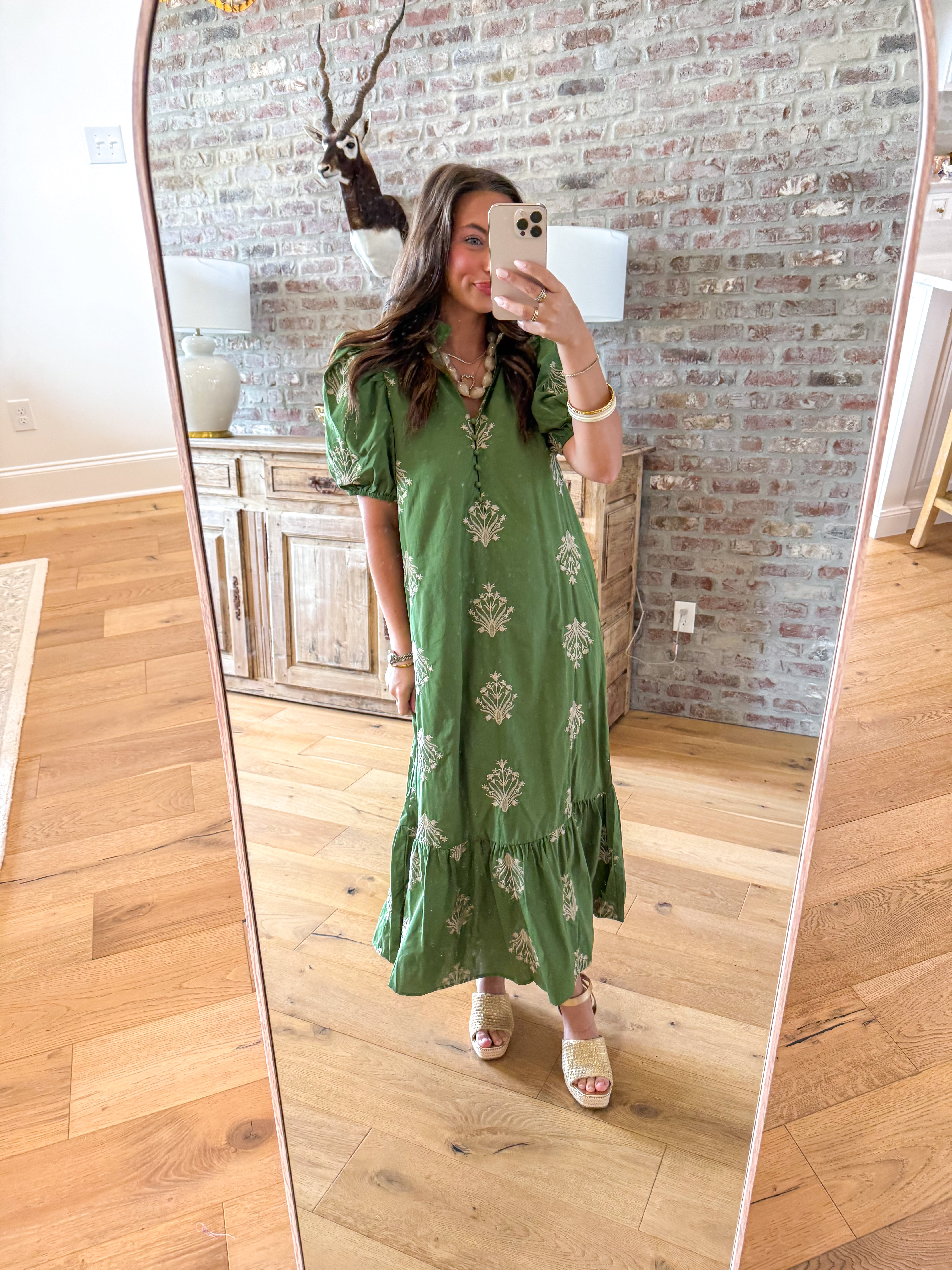 The Wildflower Embroidered Midi Olive