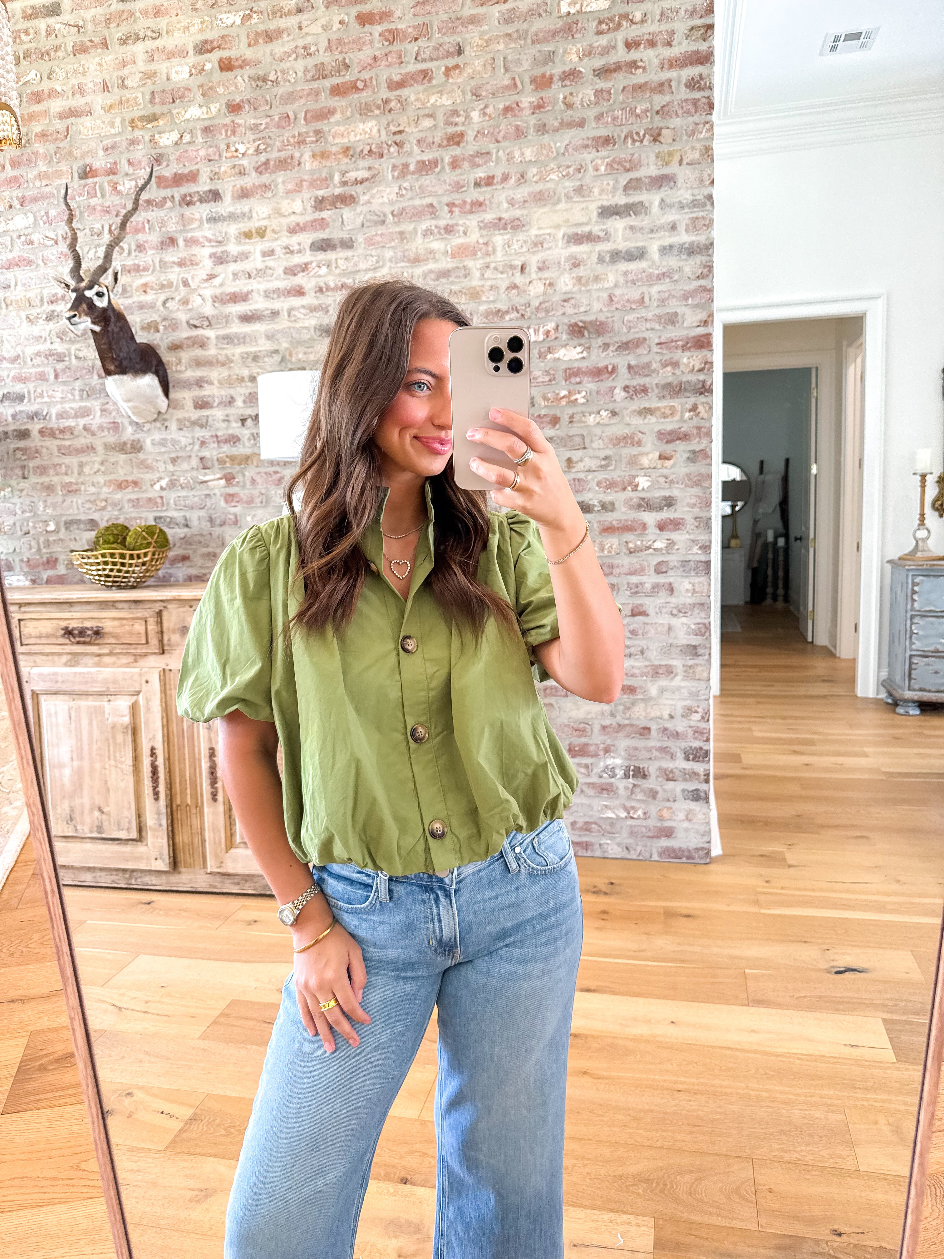 The Uptown Bubble Top Olive