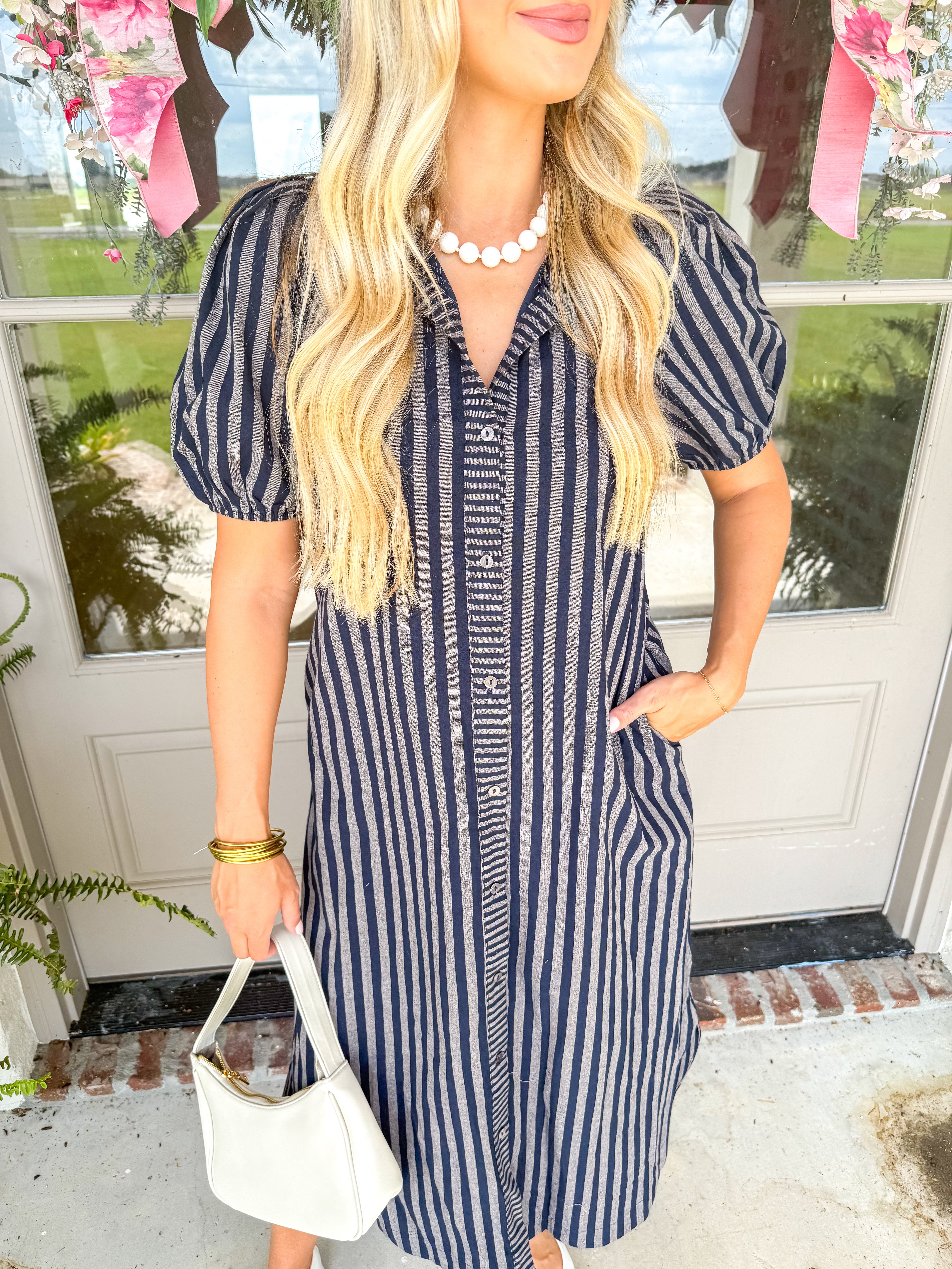The Briar Striped Midi Navy
