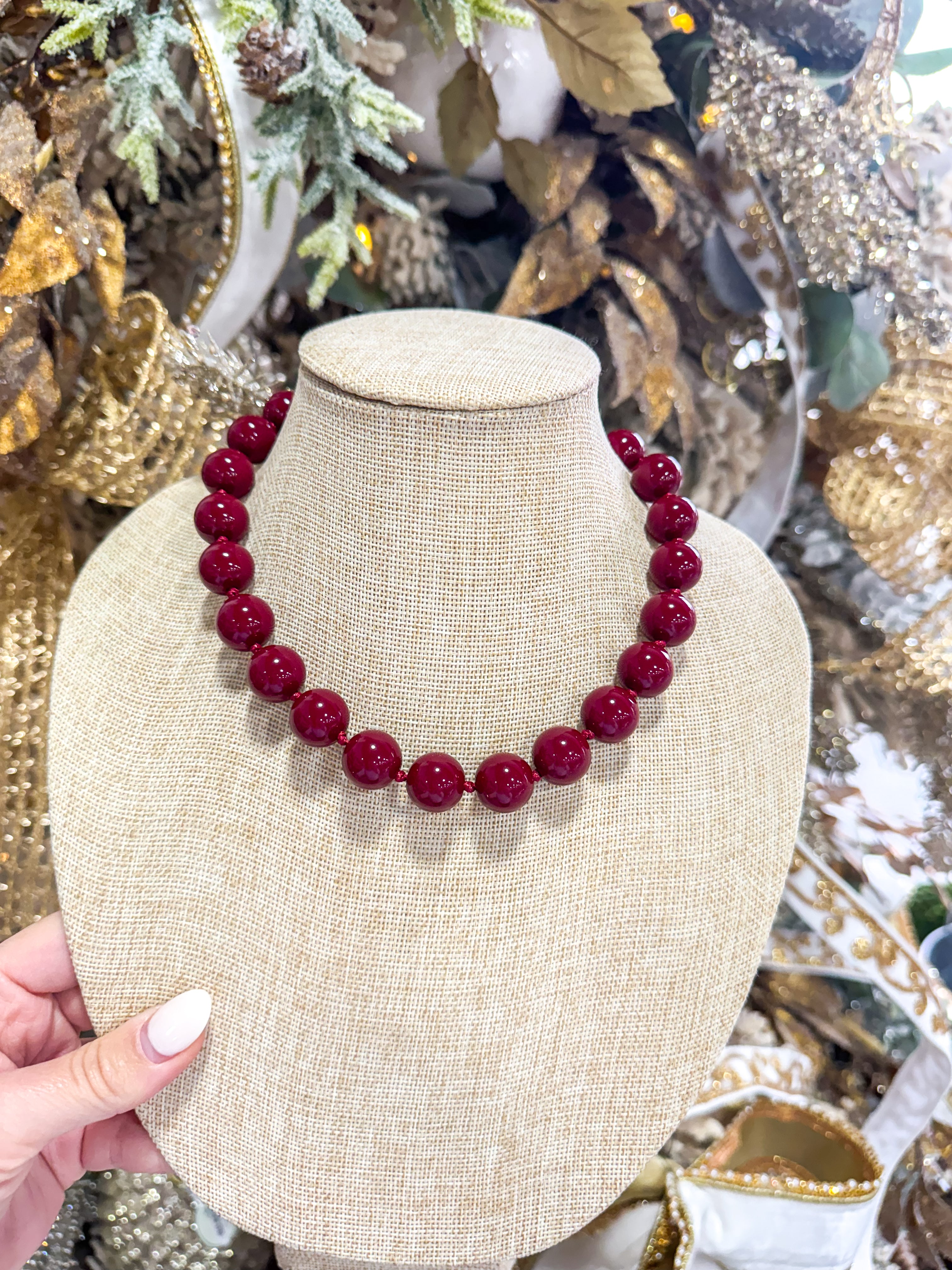 Maroon Bead Necklace