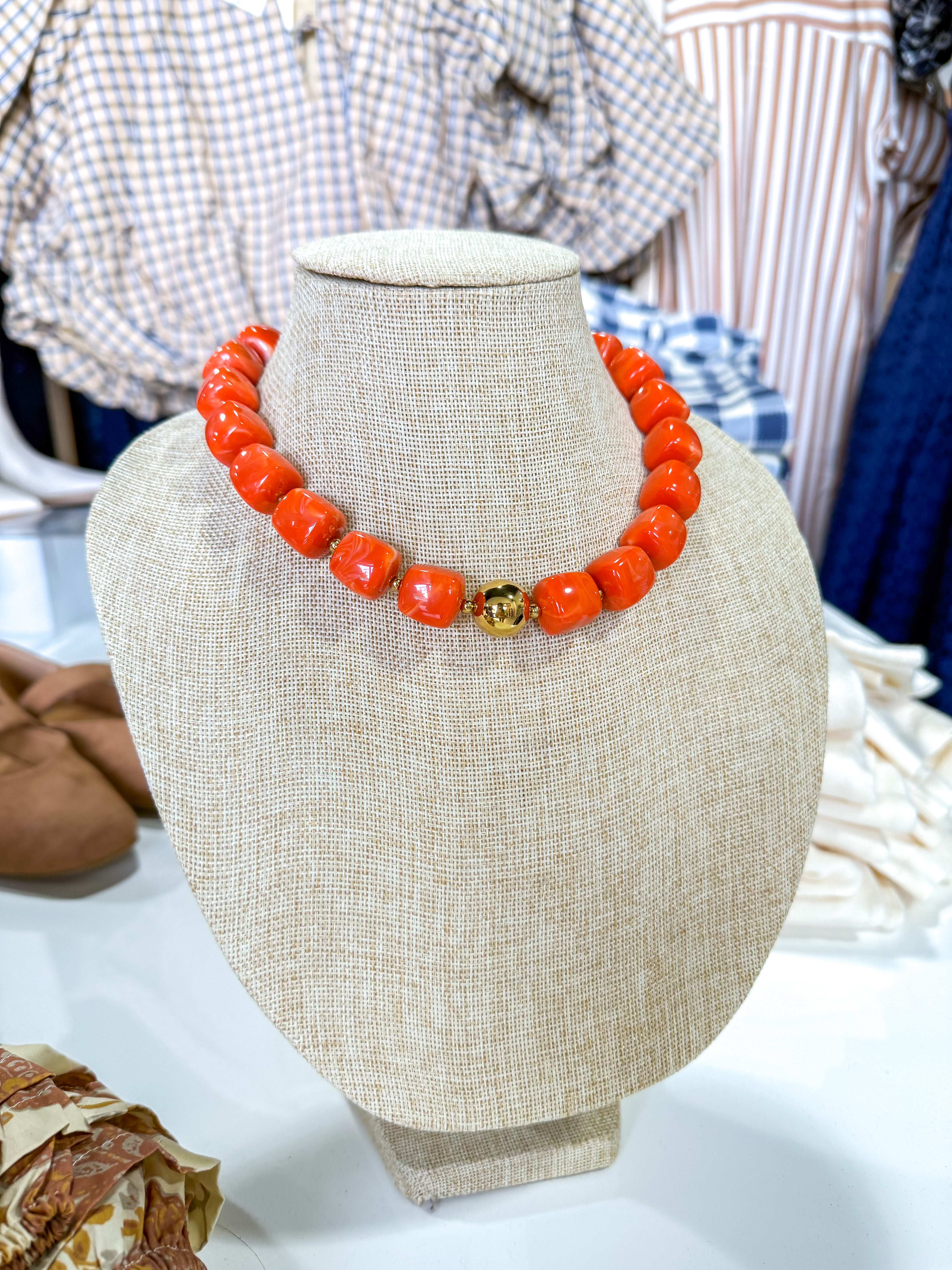 Burnt Orange Beaded Necklace