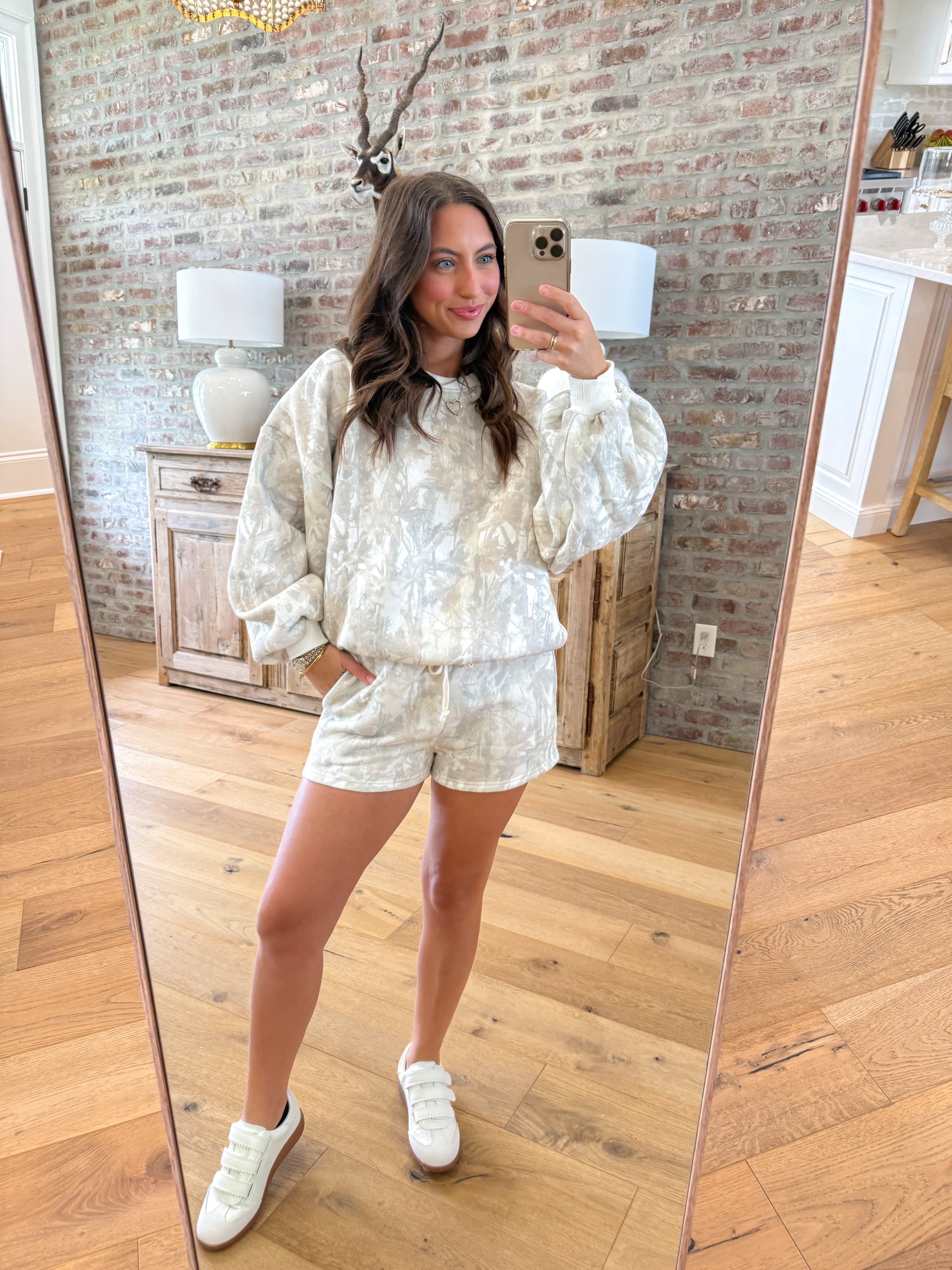 Woodland Camo Crewneck and Shorts Set