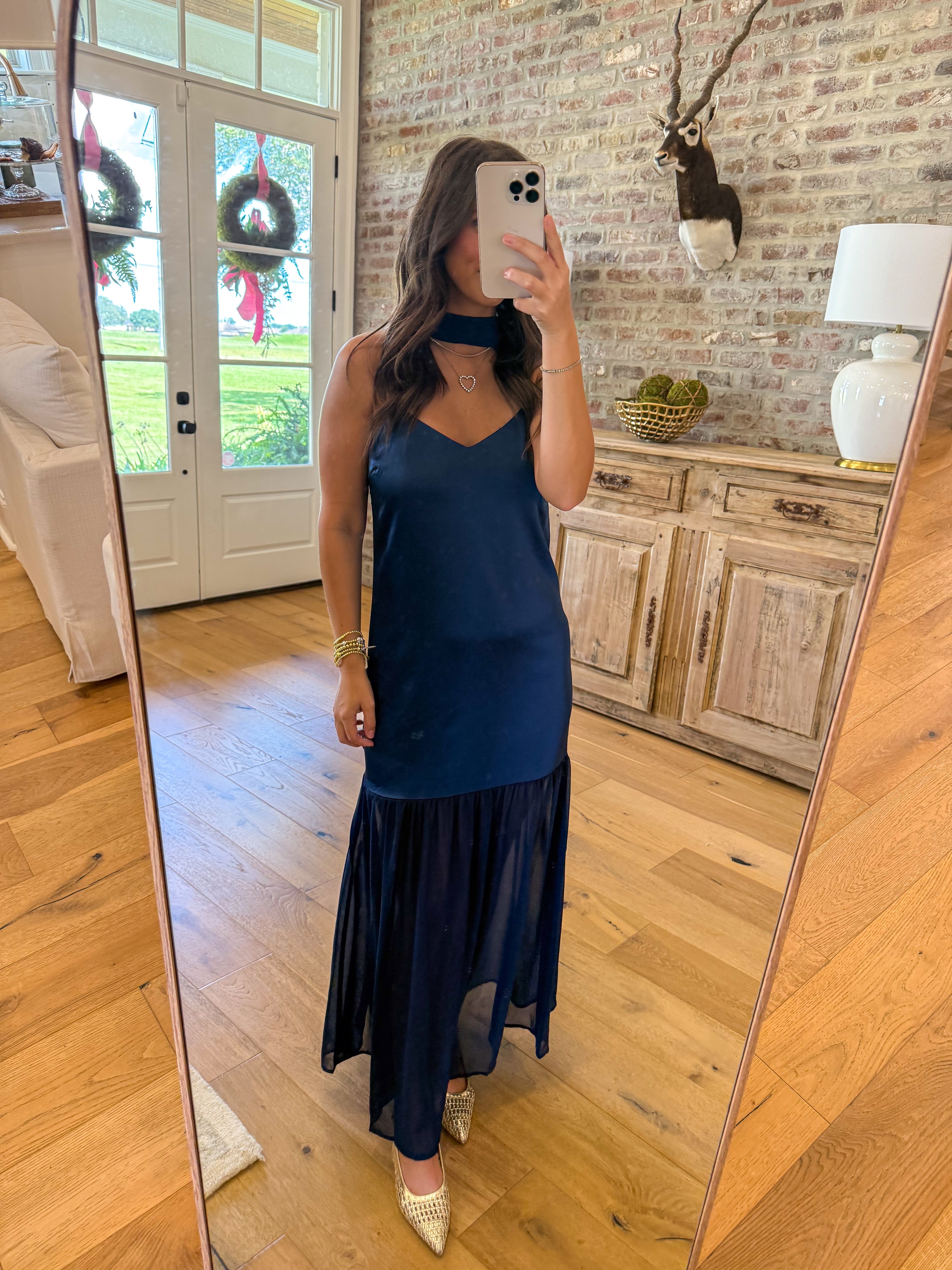 The Evangeline Chiffon Maxi Navy