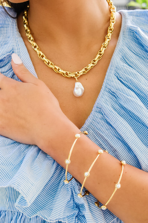 Merritt Pearl Bangle Trio Set