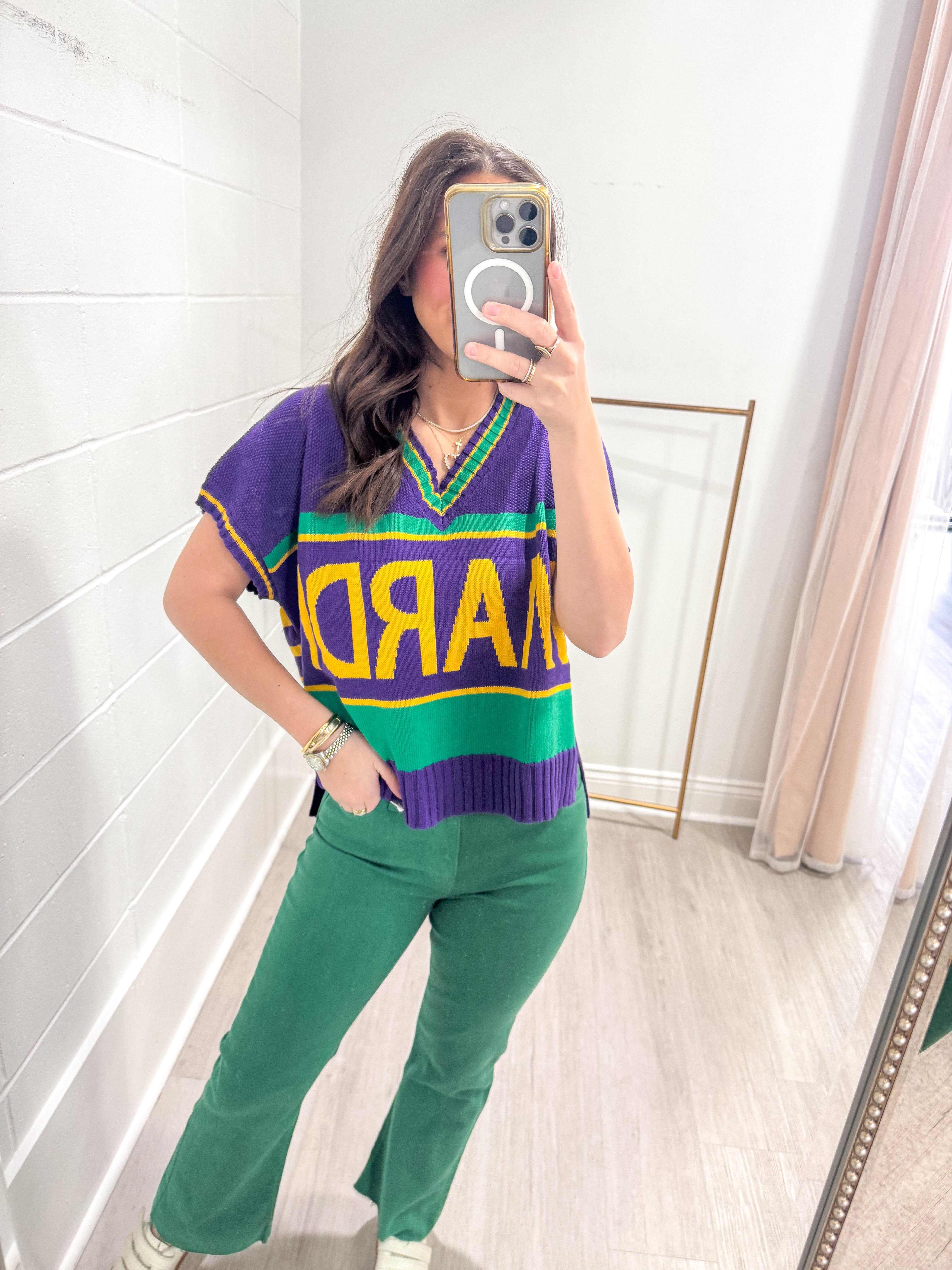 Mardi Lettering Varsity Sweater Top