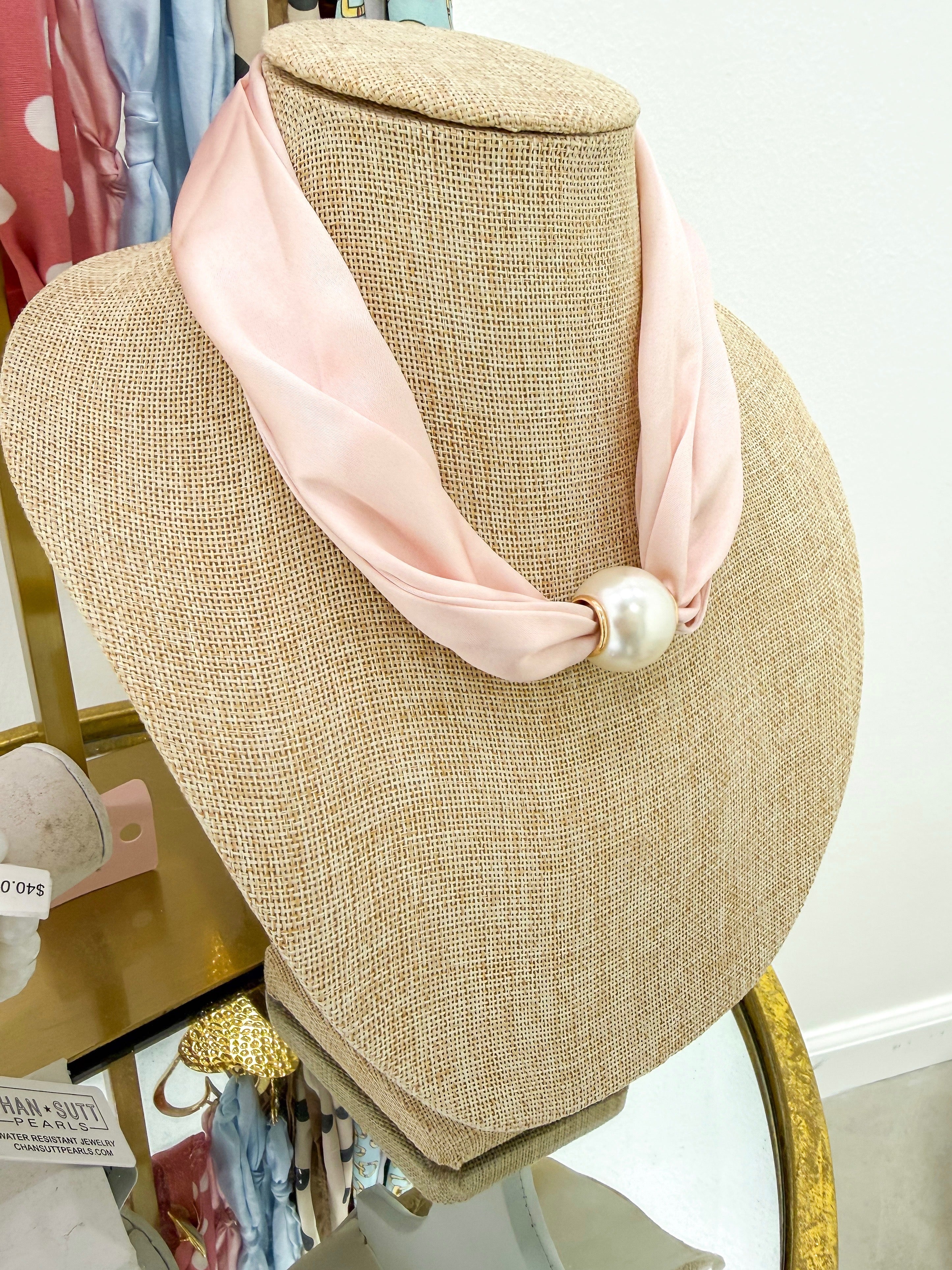 Light Pink Pearl Scarf Necklace
