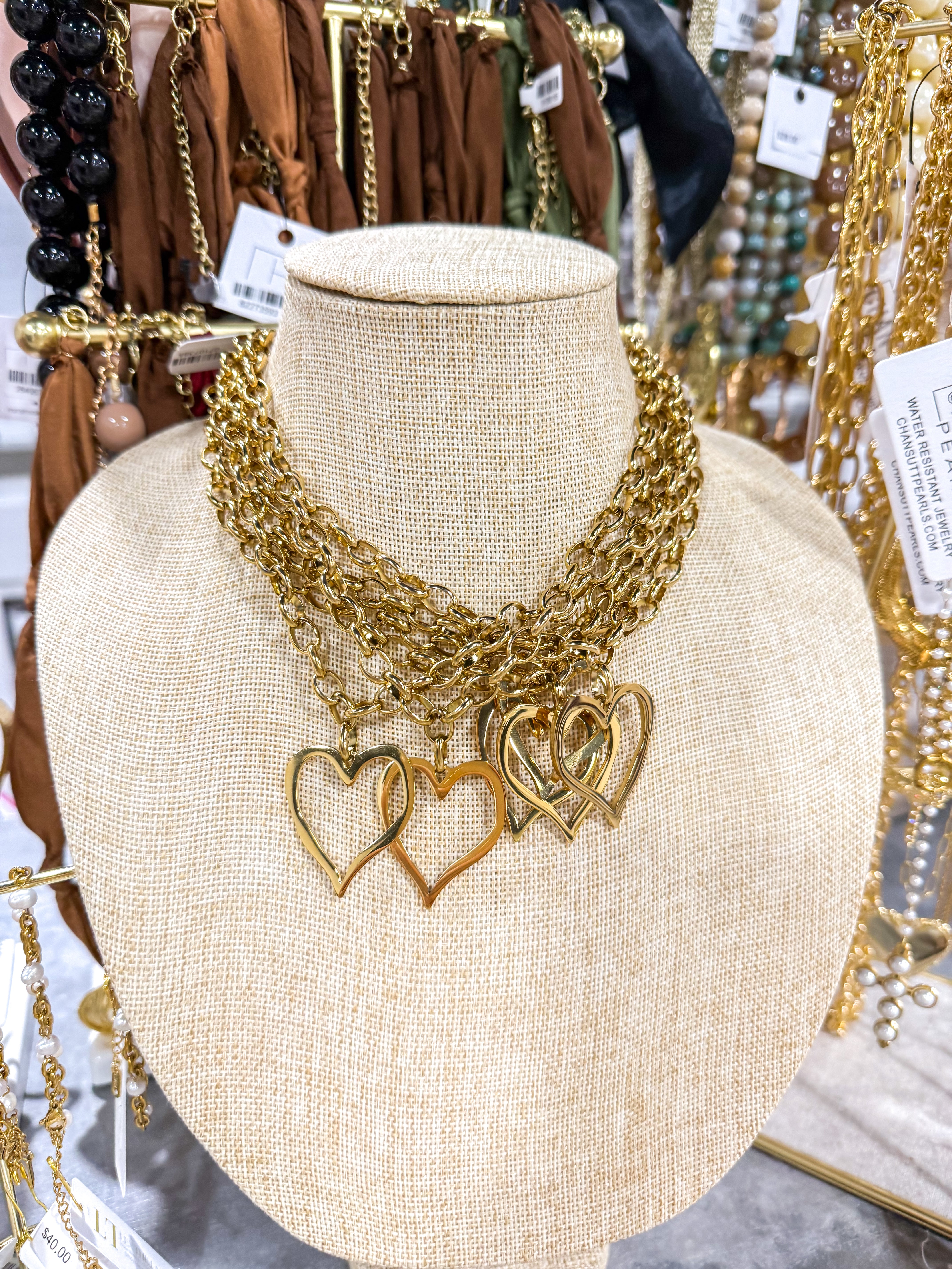 Gold Hallow Heart Necklace