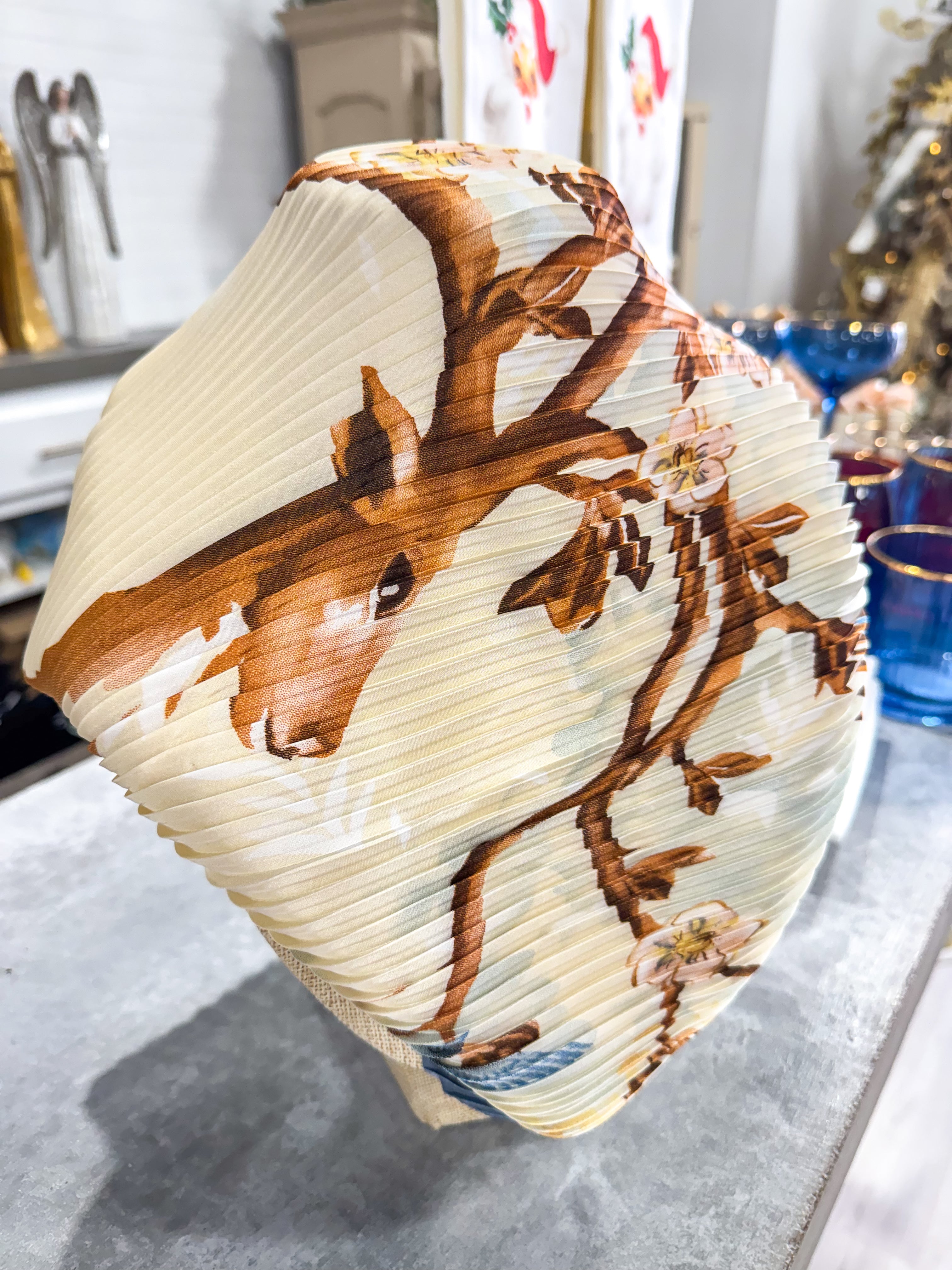 Blue/Ivory Deer Floral Scarf