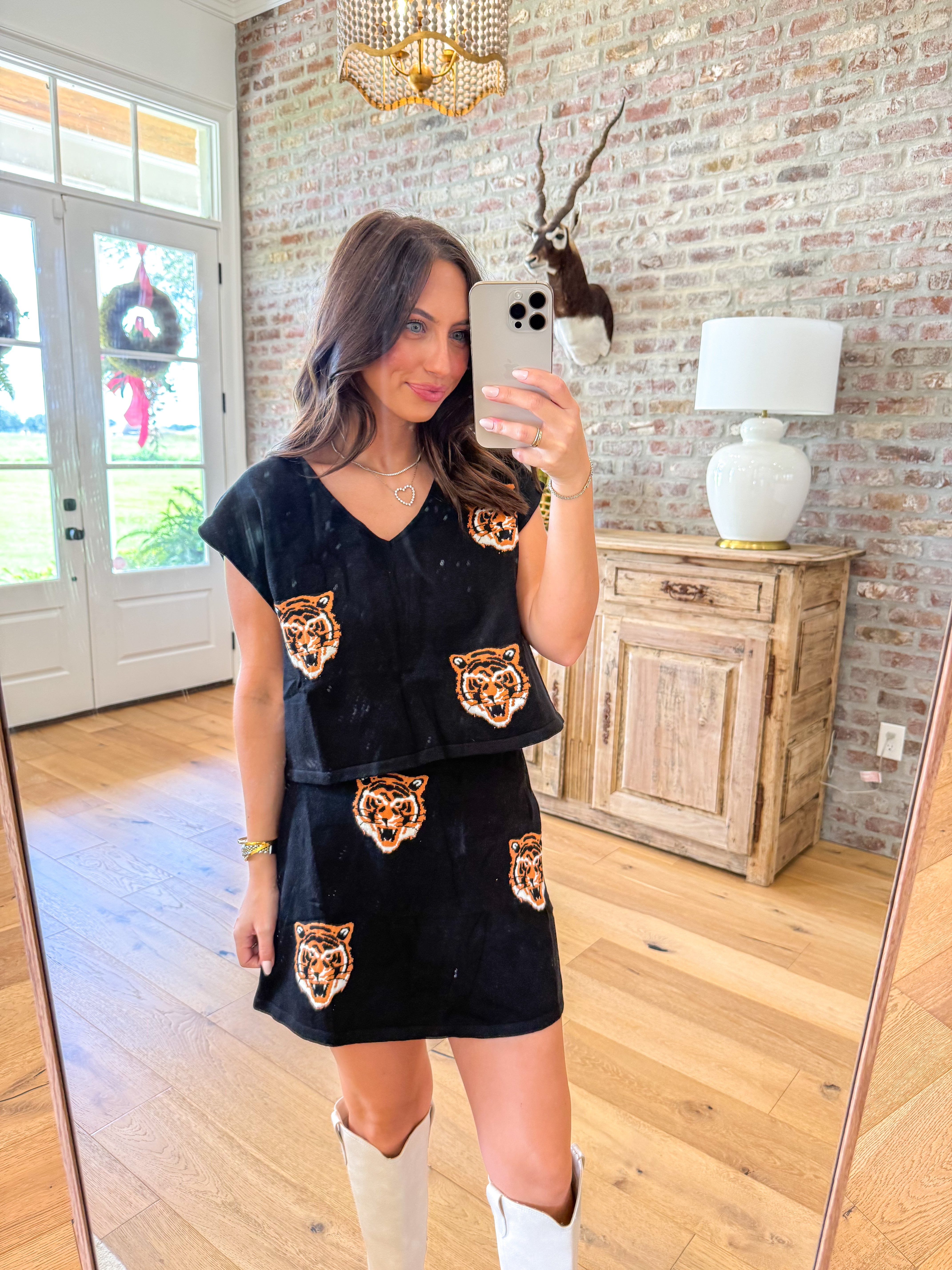 Tiger Print Knit Two-Piece Set