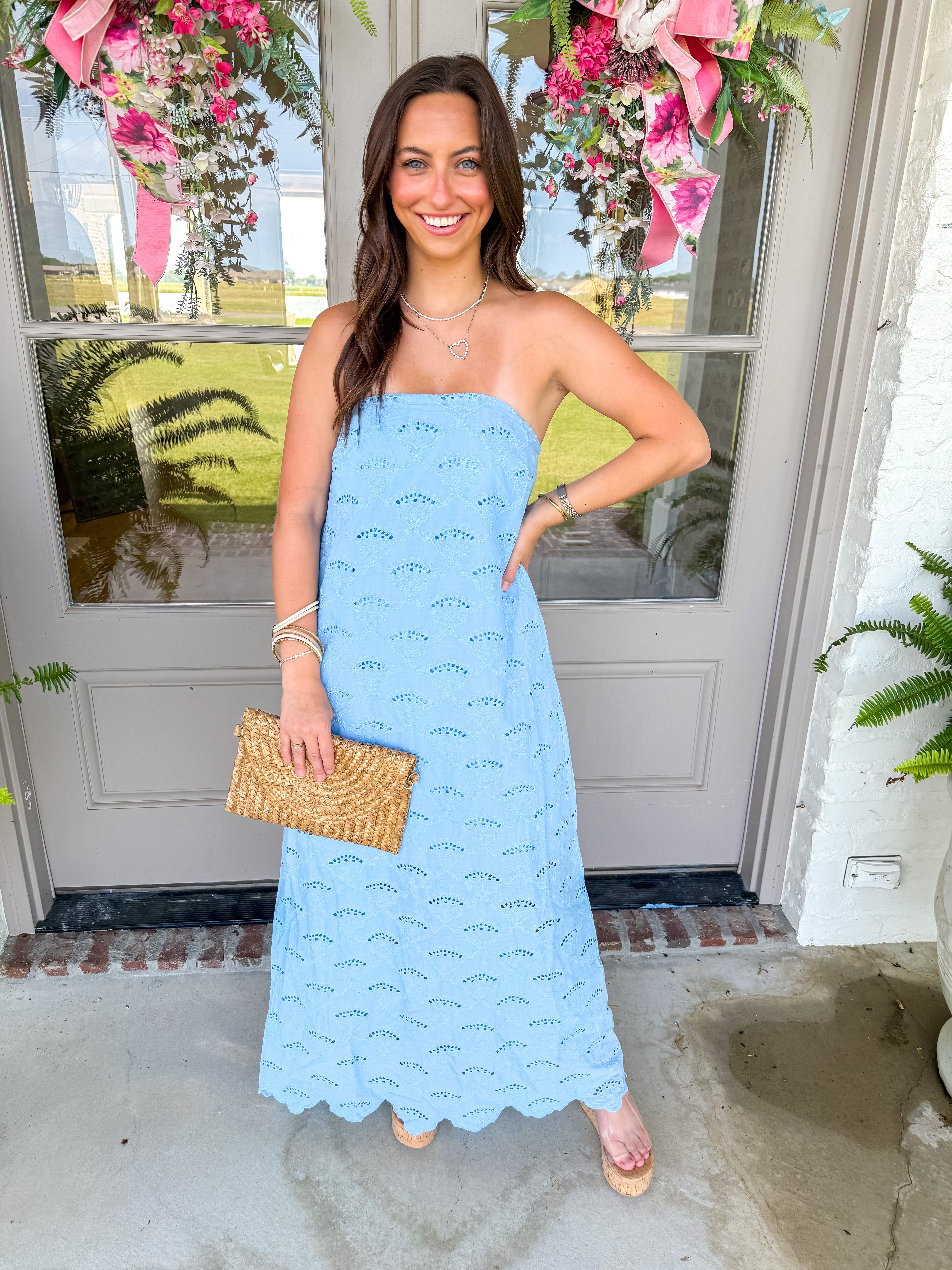 Sunny Days Eyelet Midi Blue