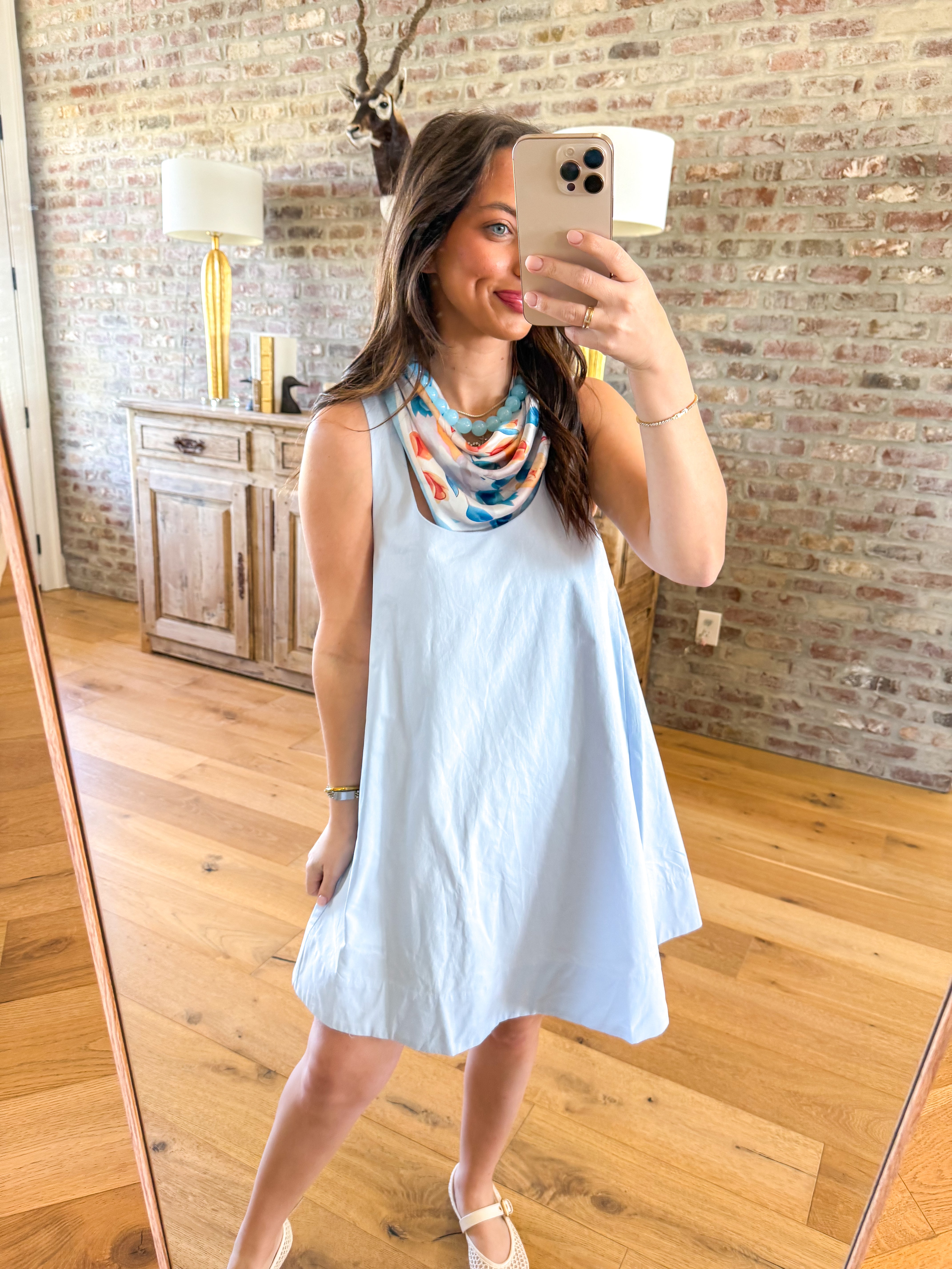 Ariel Sleeveless Swing Light Blue Mini