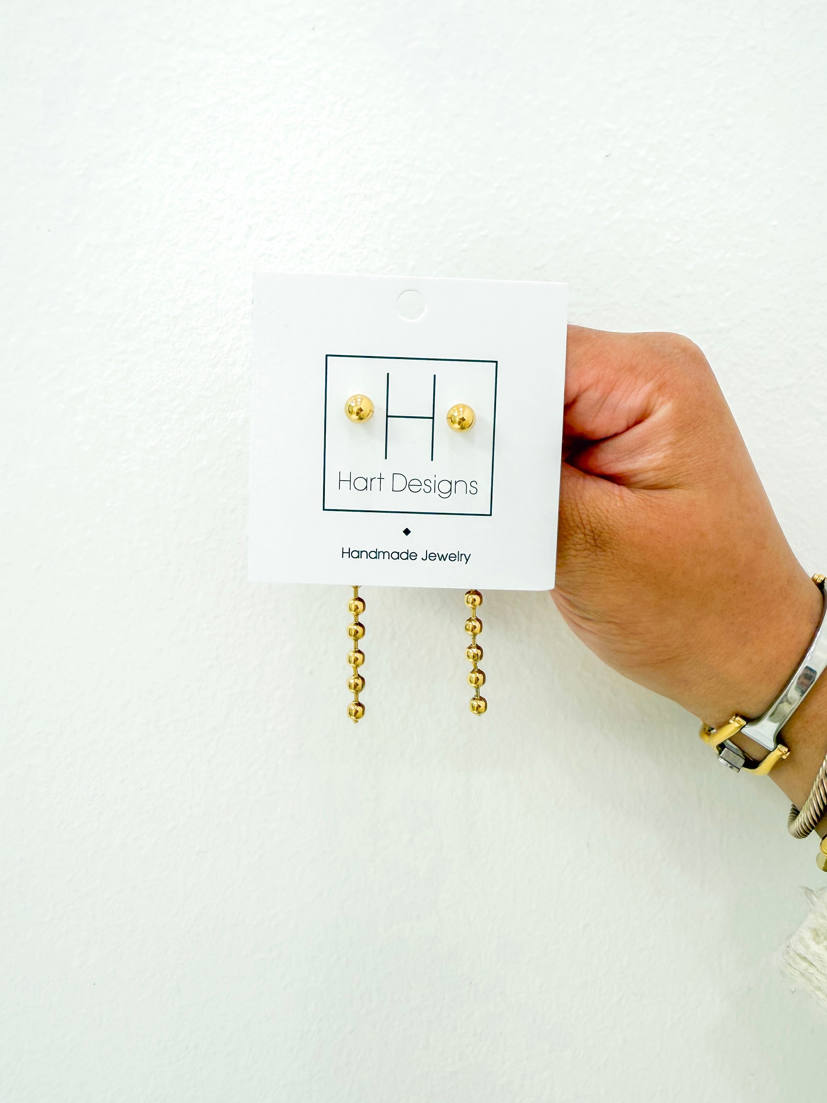 Gold Bead Drop Earrings