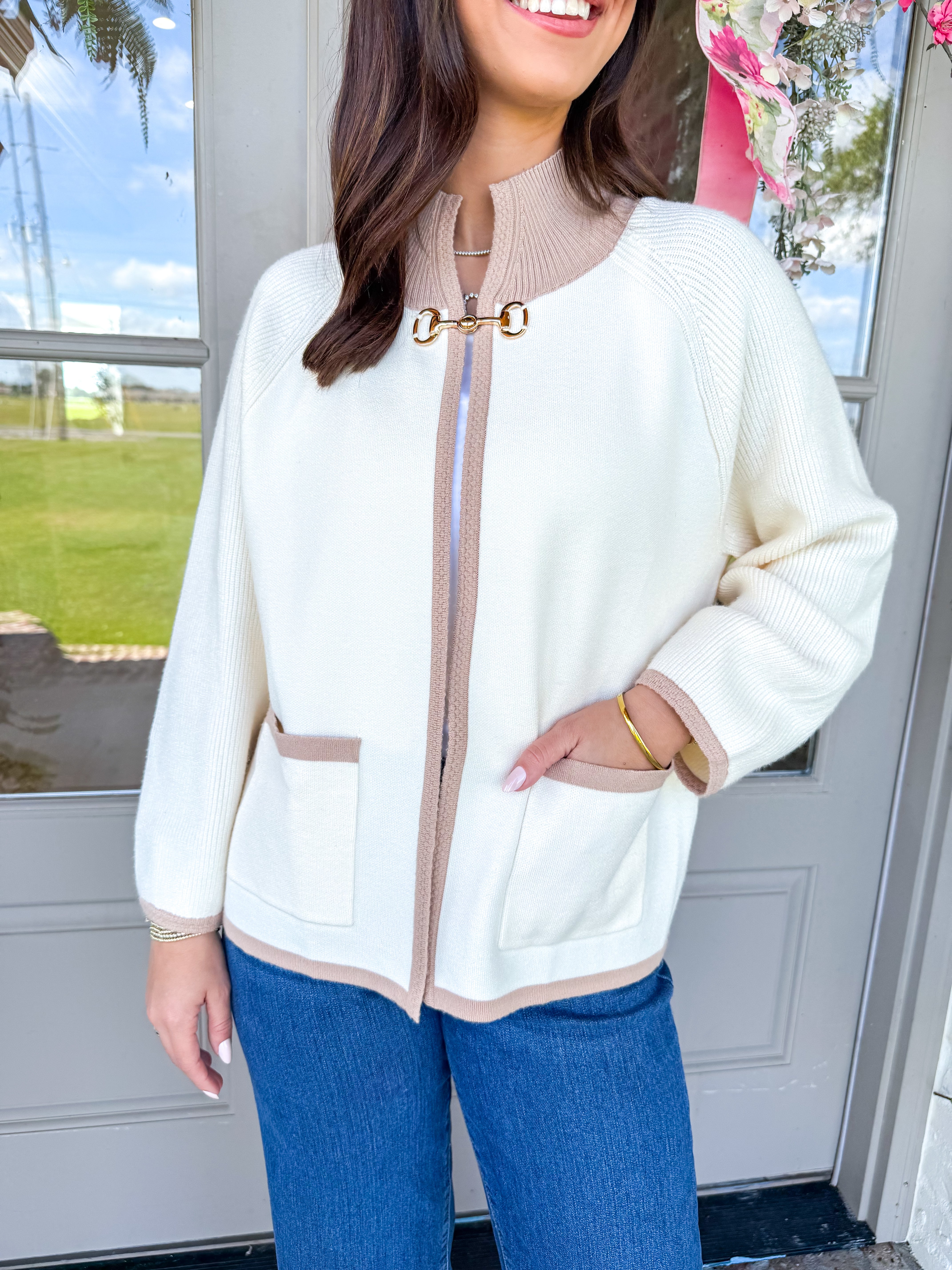 Camel & Cream Knit Cardigan