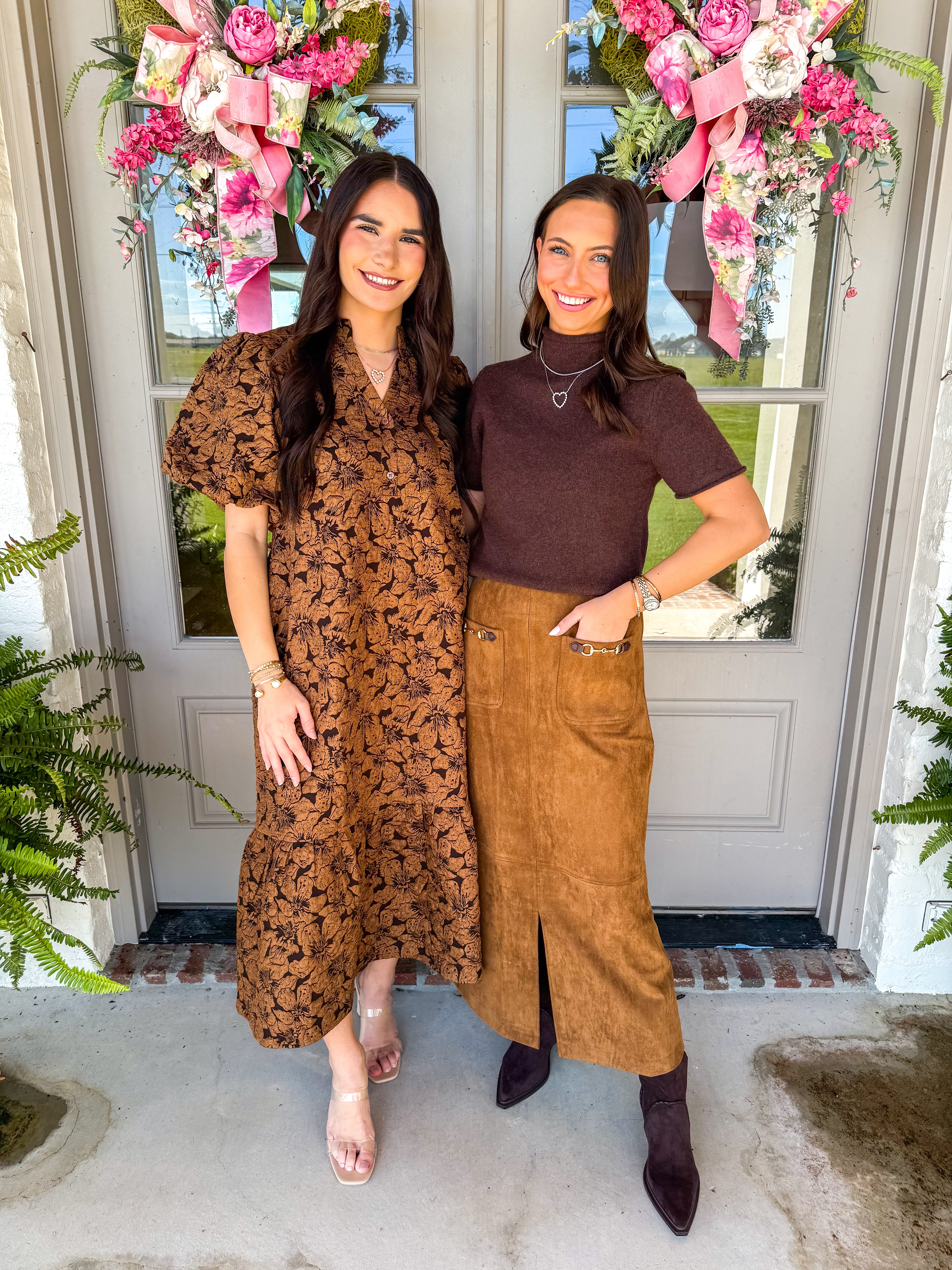 The Mock Neck Knit Top Brown