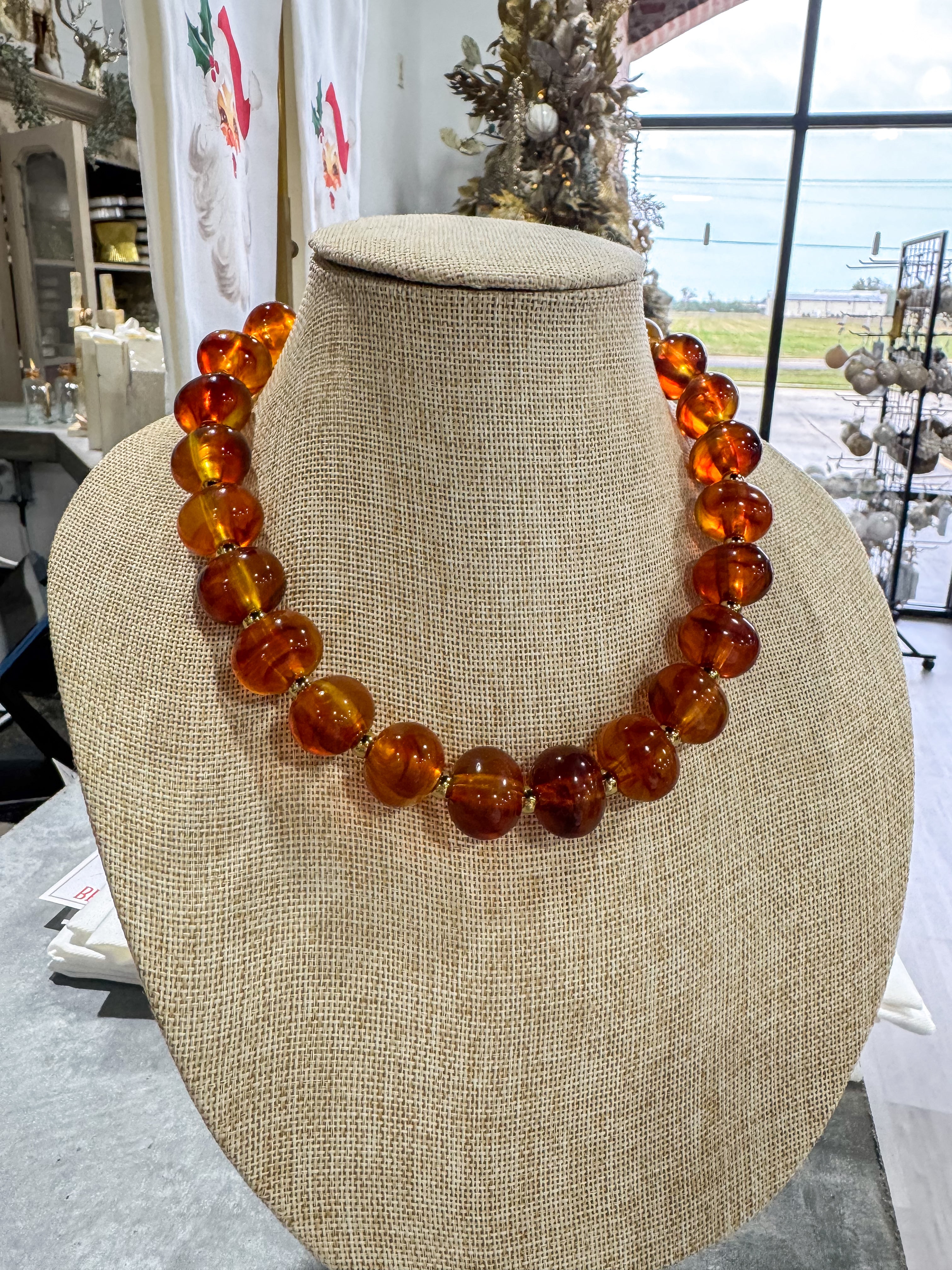 Amber Chunky Bead Necklace