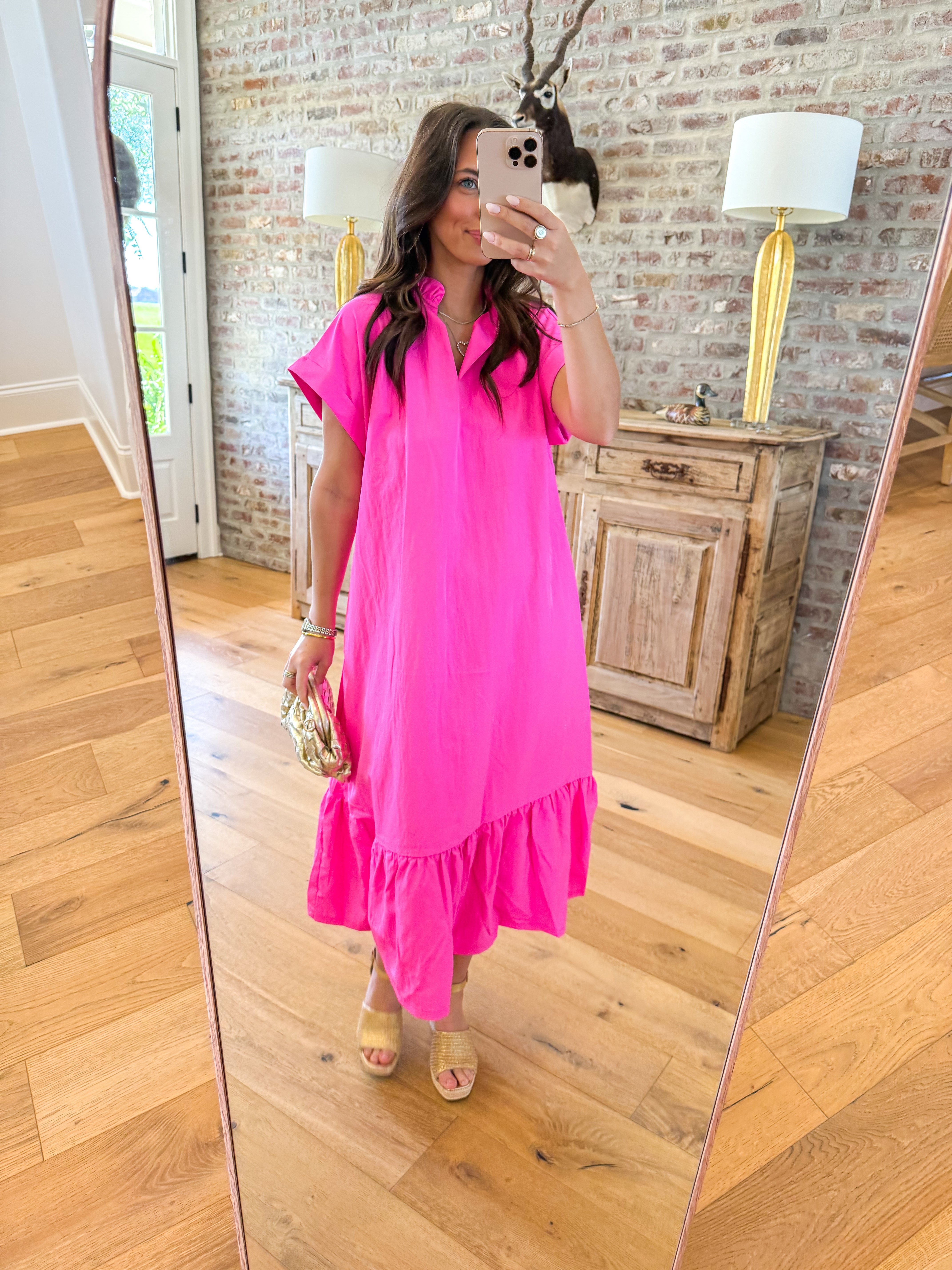 Pink Magnolia Ruffle Maxi