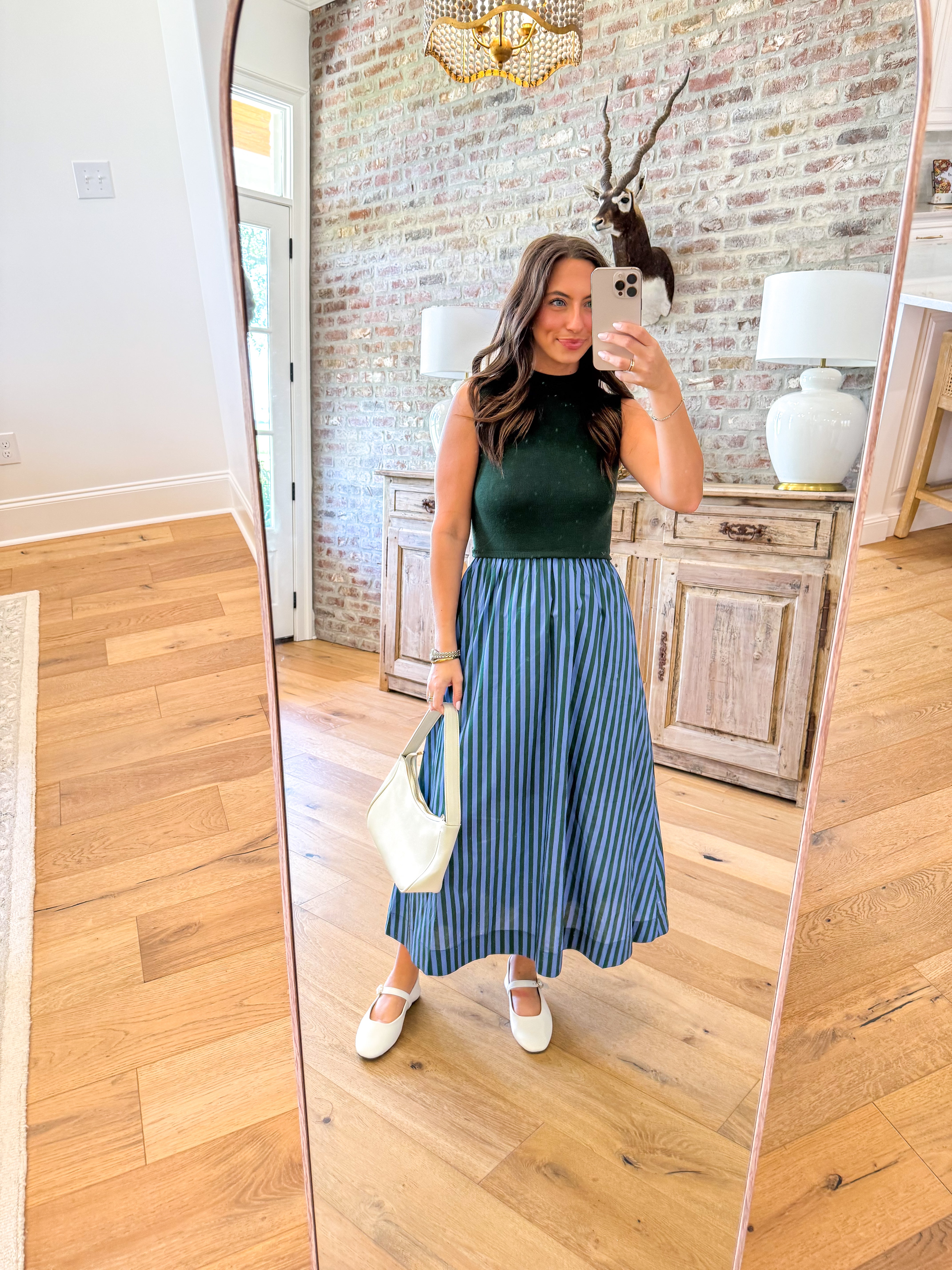 Emerald Stripe Midi Dress
