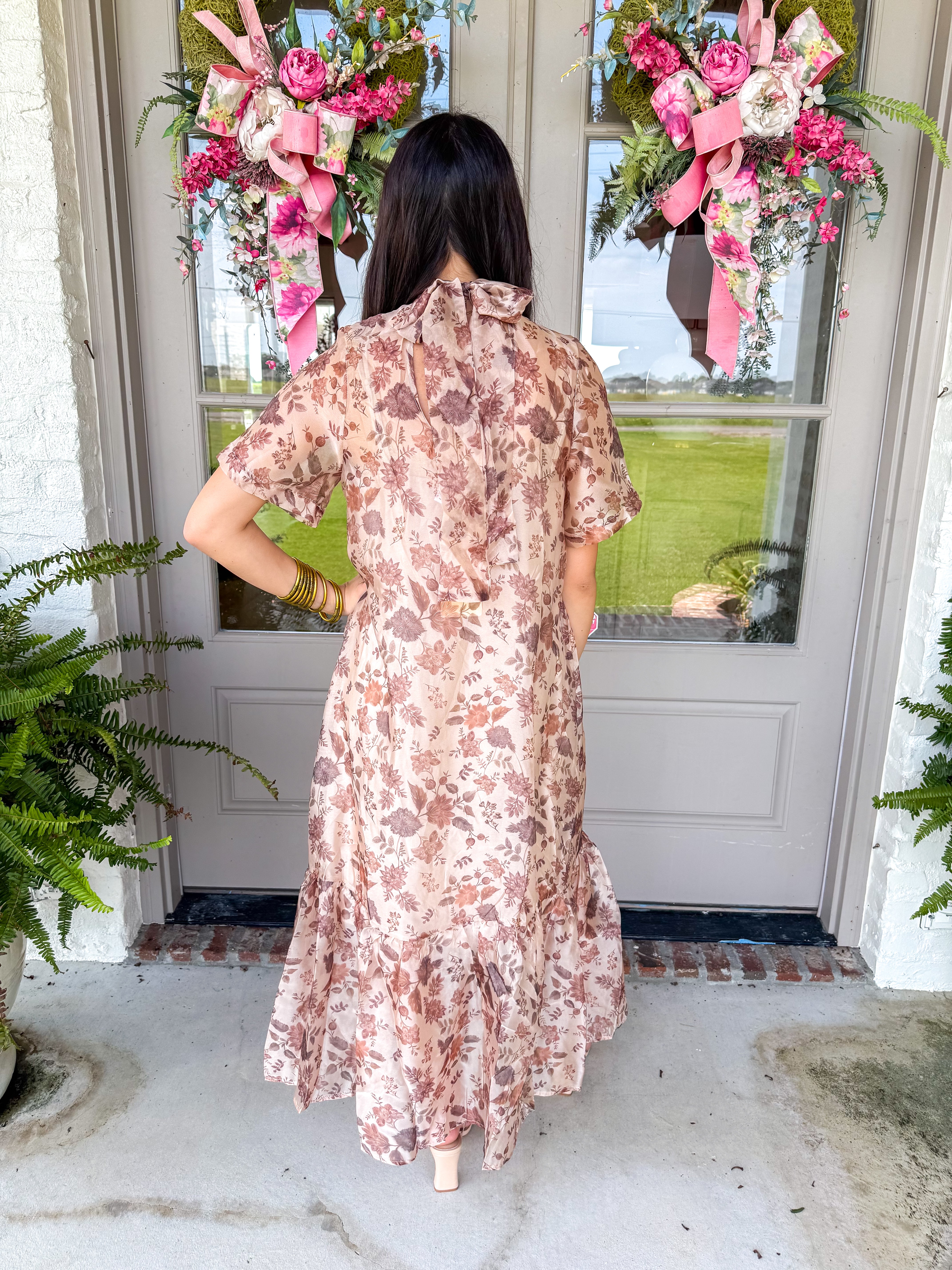 Watercolor Floral Two-Piece Maxi Dress