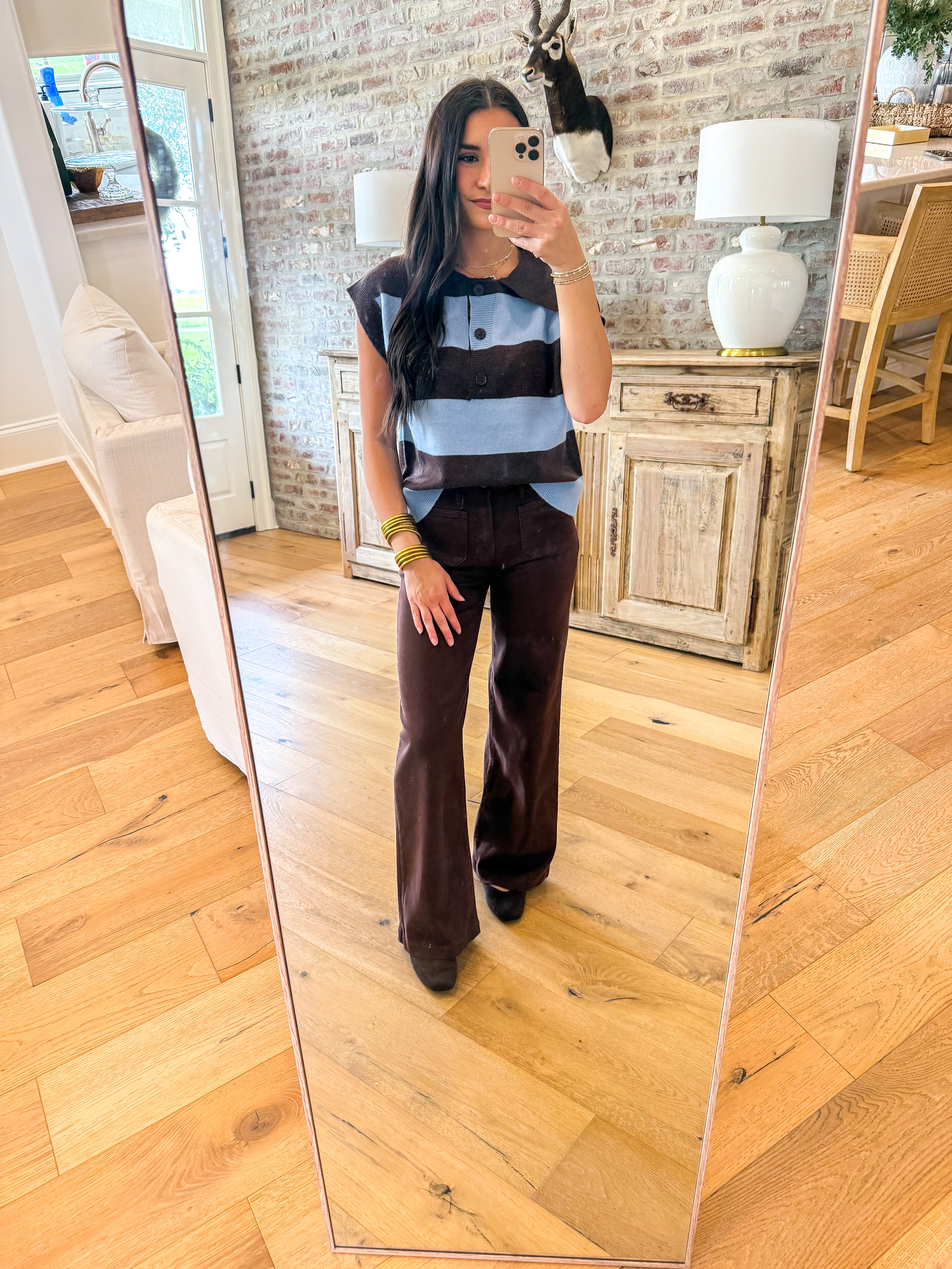 Willa Striped Knit Top Brown/Blue