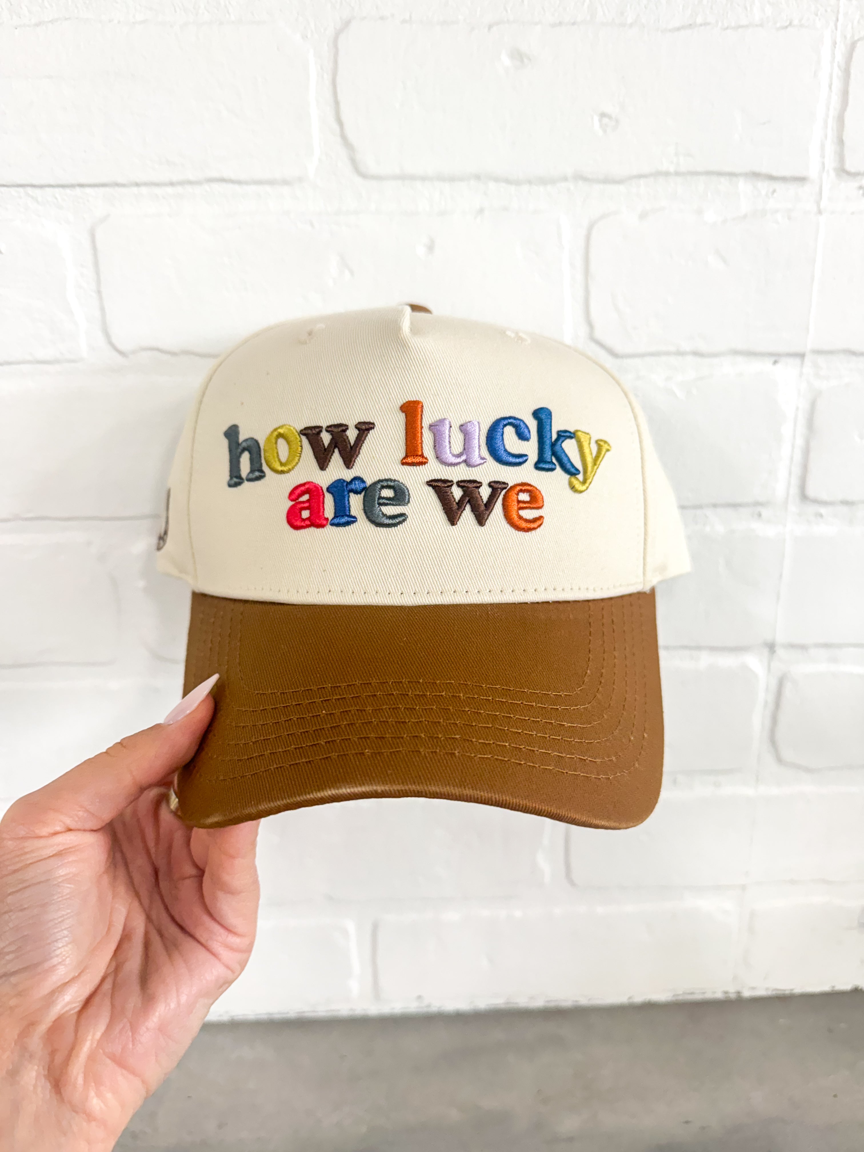 How Lucky Are We Brown/Multi Trucker Hat
